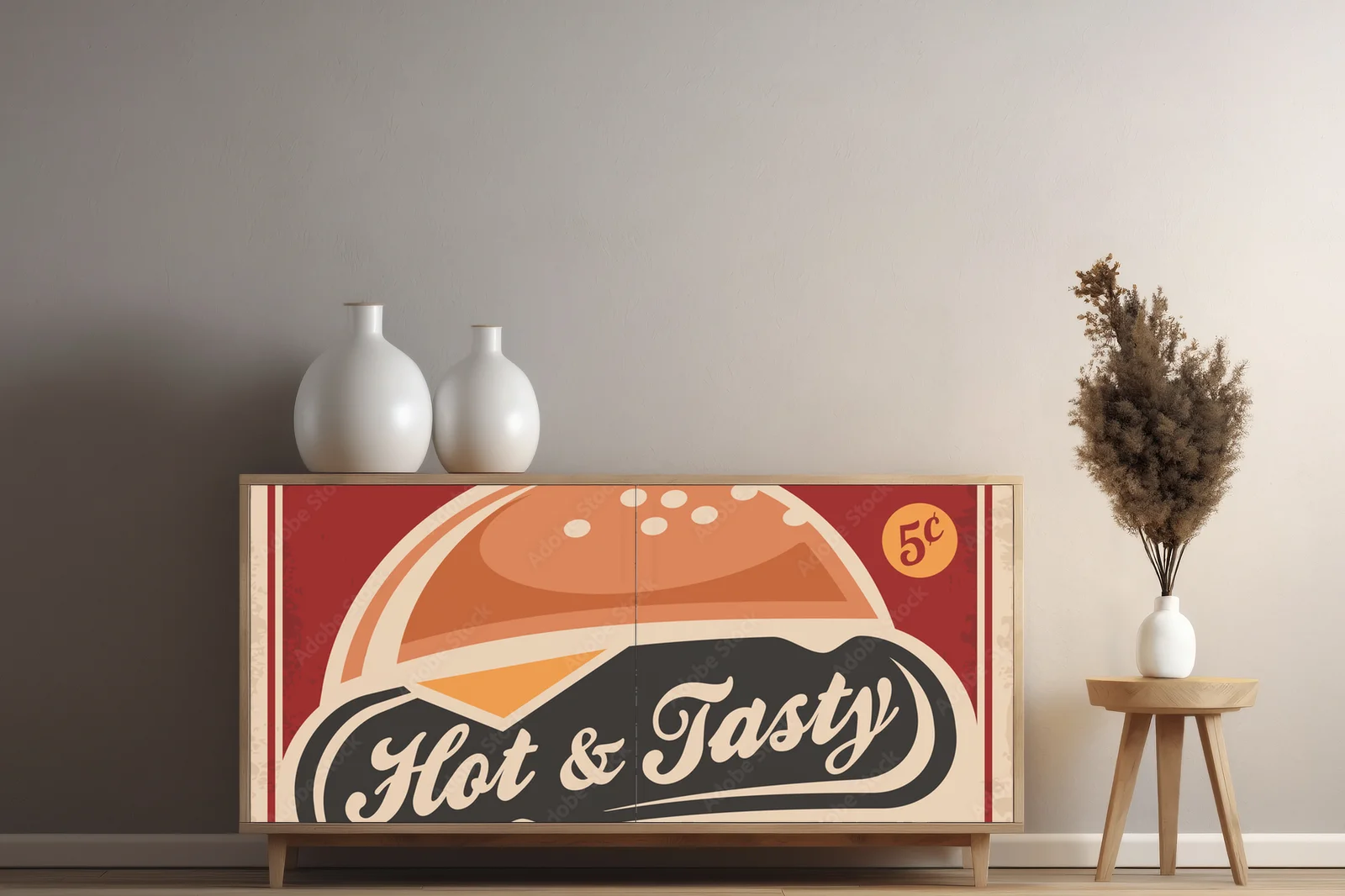 Nostalgiczny plakat burgerowy w stylu retro