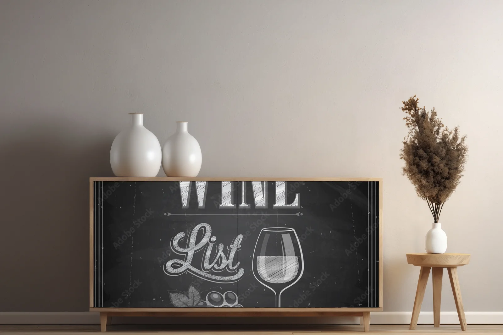 Vintage Wine List Poster w eleganckiej czerni
