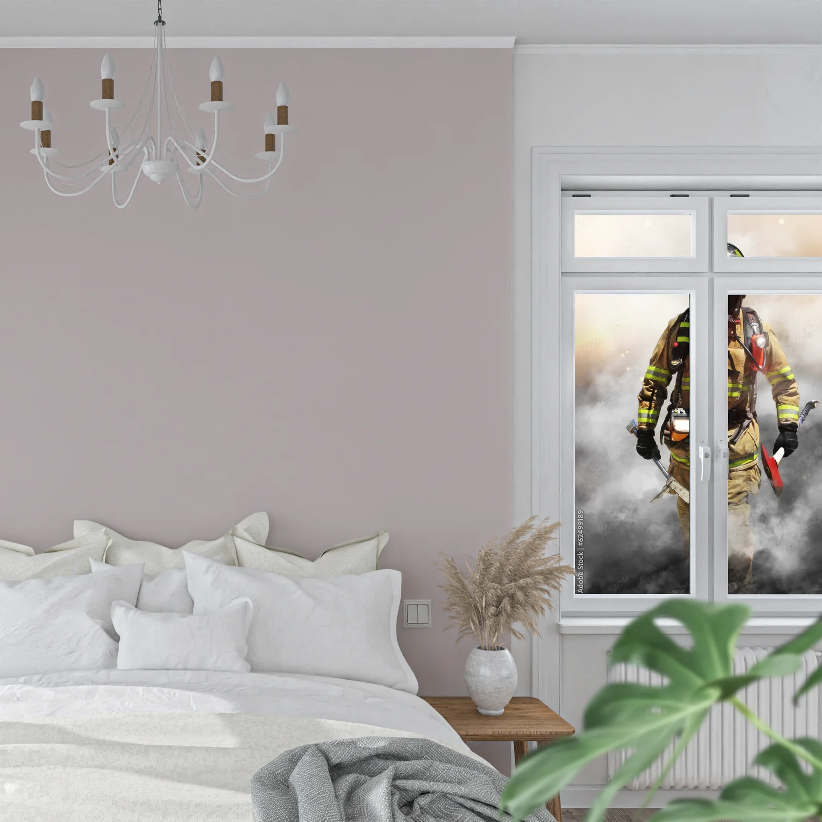Brave Firefighter in a Smoky Embrace