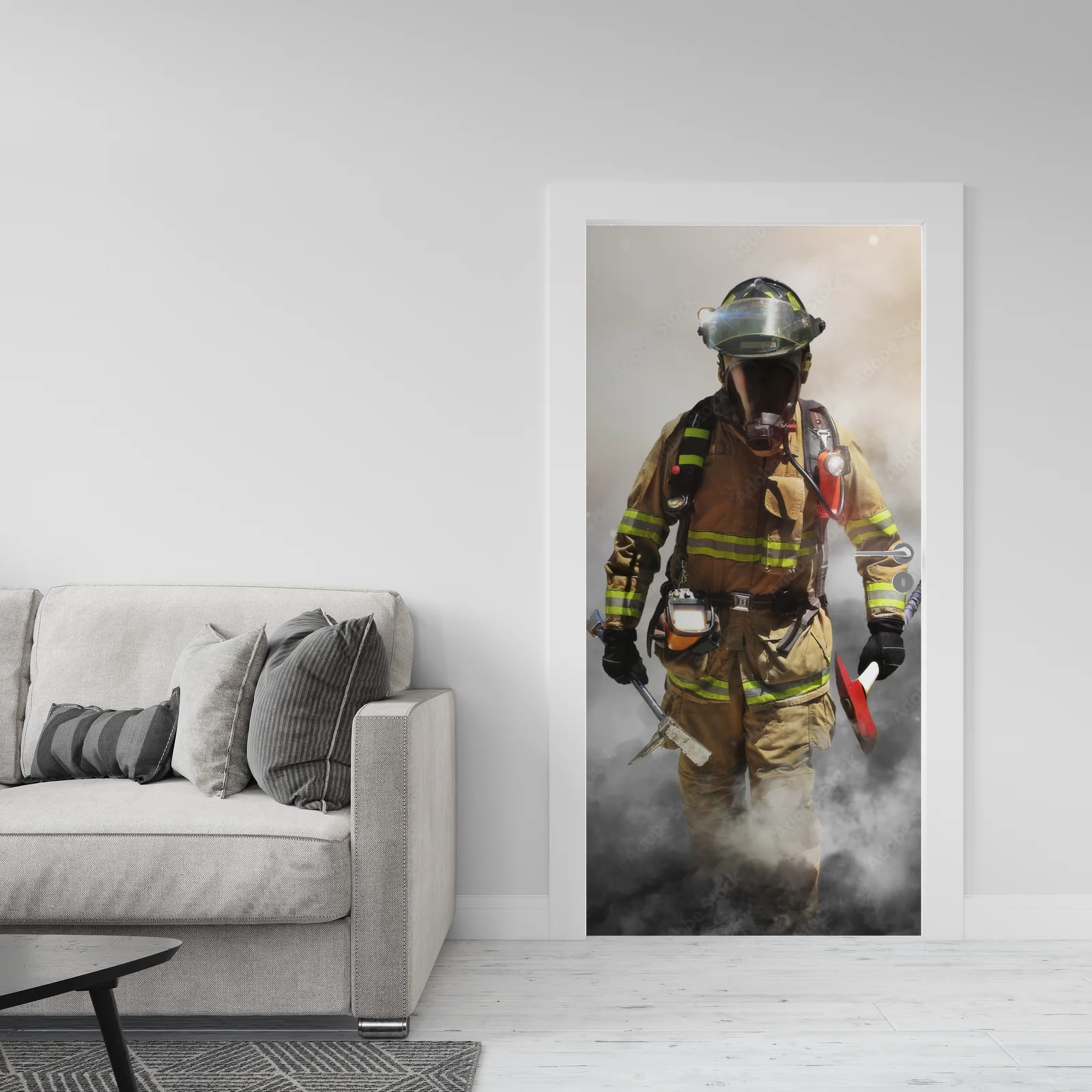 Brave Firefighter in a Smoky Embrace