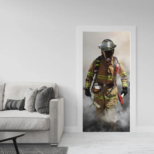 Brave Firefighter in a Smoky Embrace