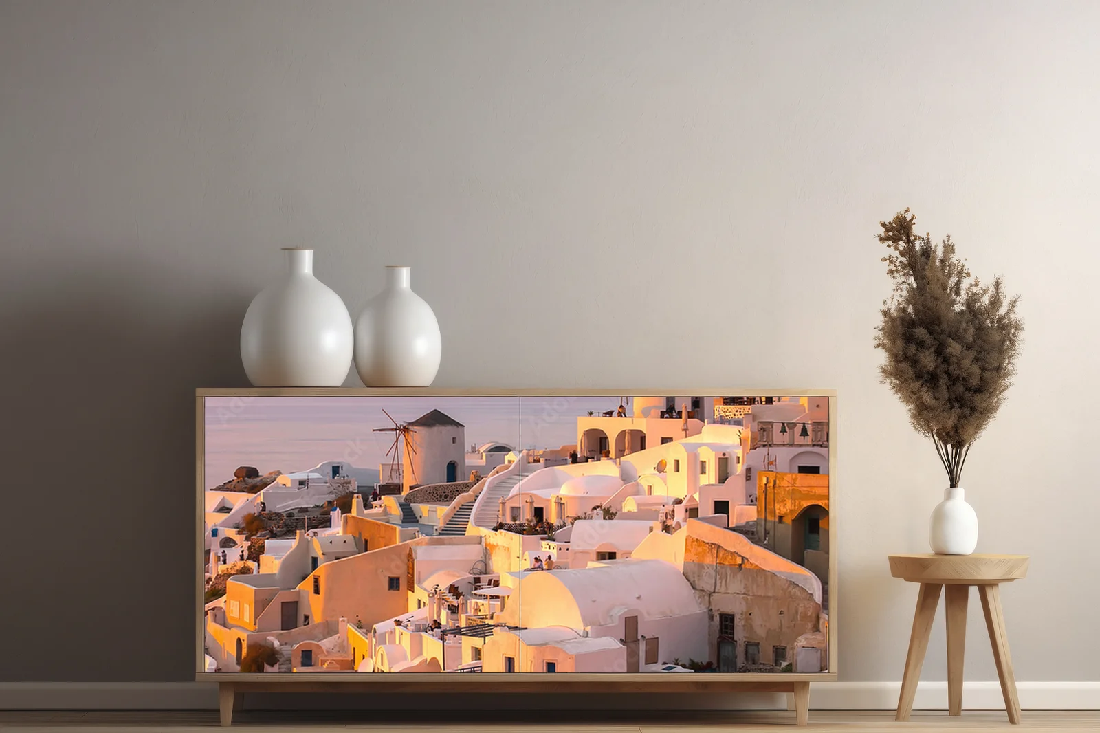 Romantyczna kompozycja w kolorach Santorini