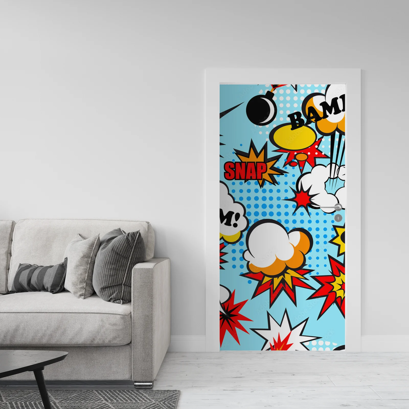 Słoneczny pop art w niebieskich odcieniach