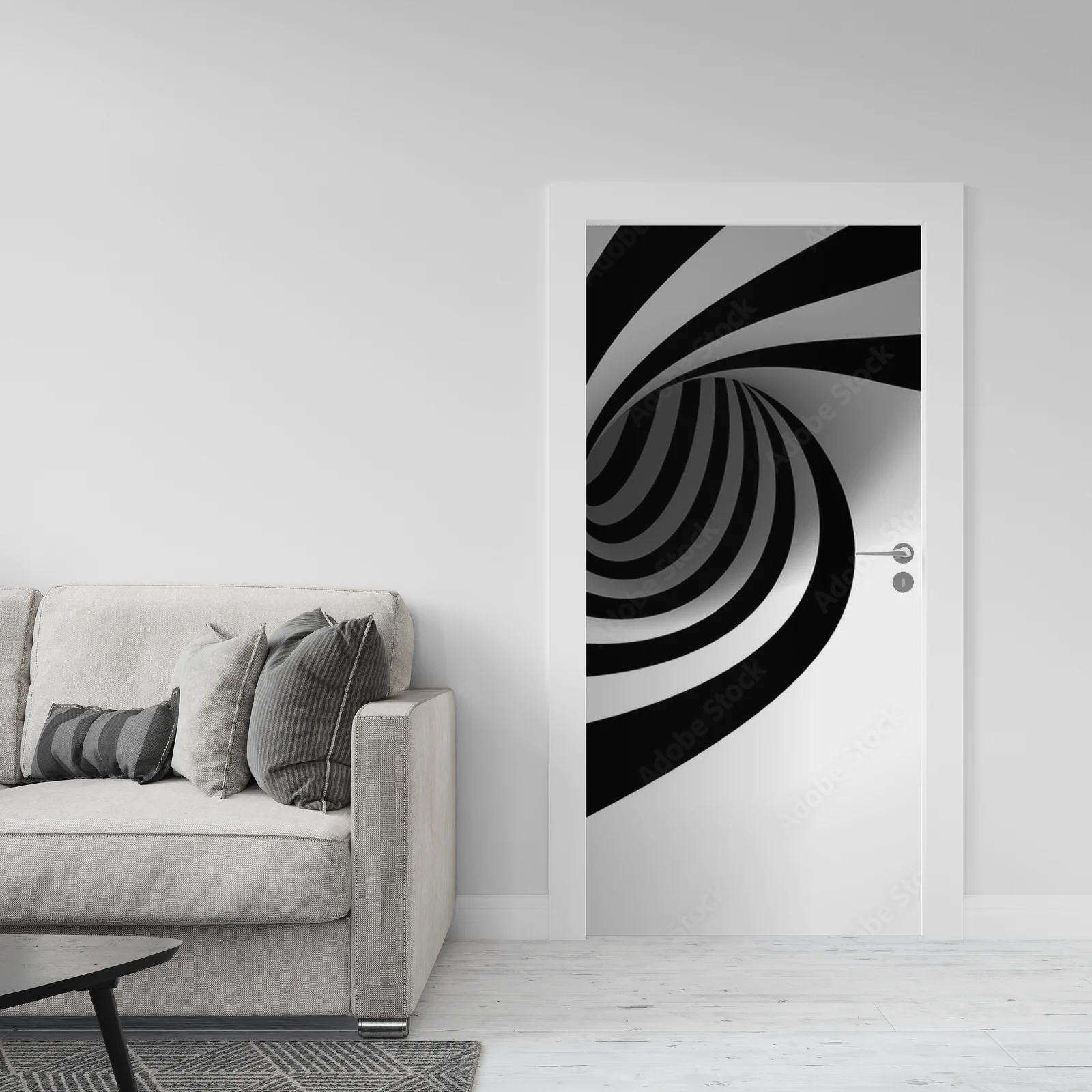 Elegancka spiralna aranżacja w czerni i bieli
