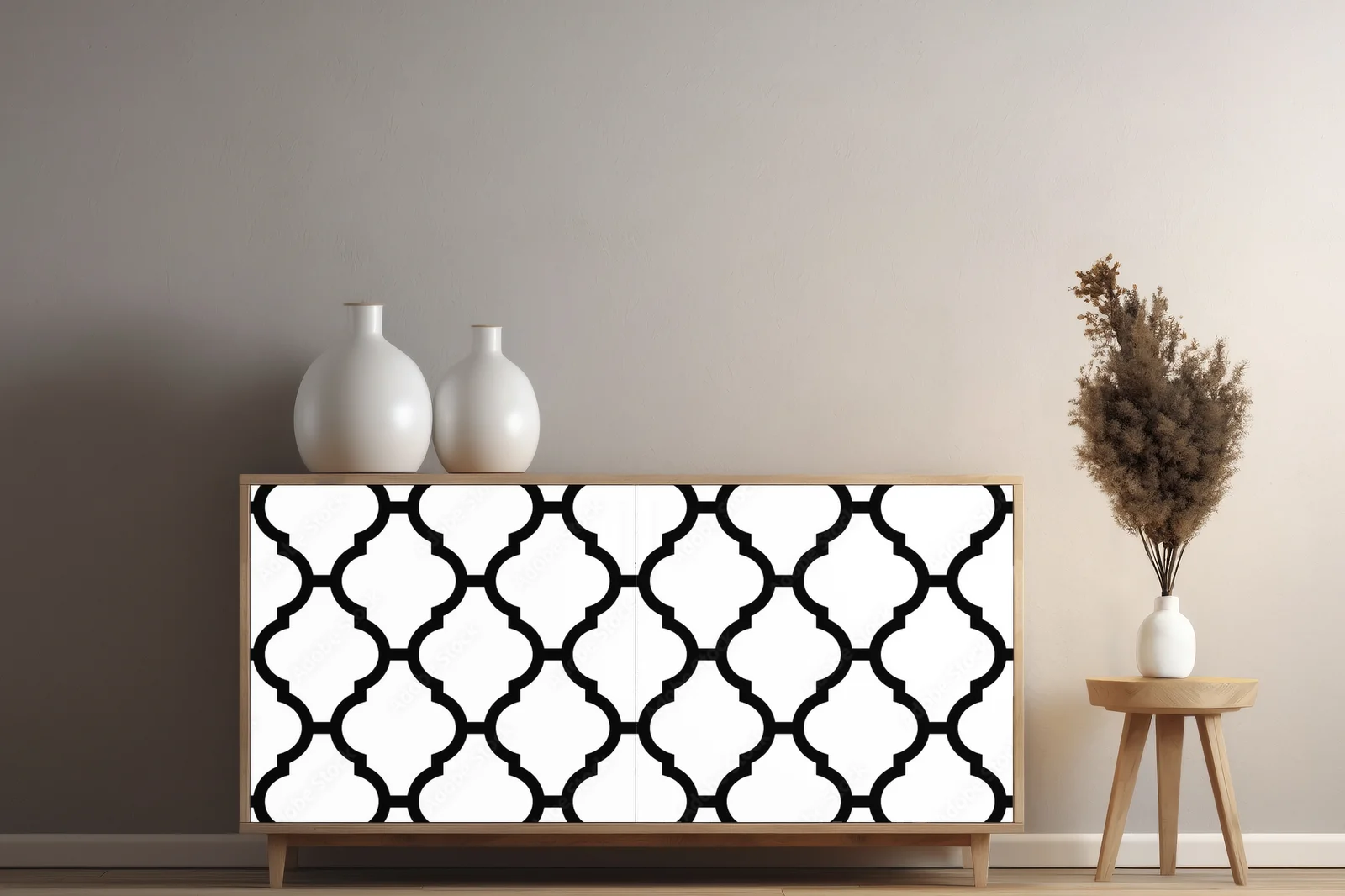 Moroccan Artystyczny Motyw w Kolorze Czarno-Białym