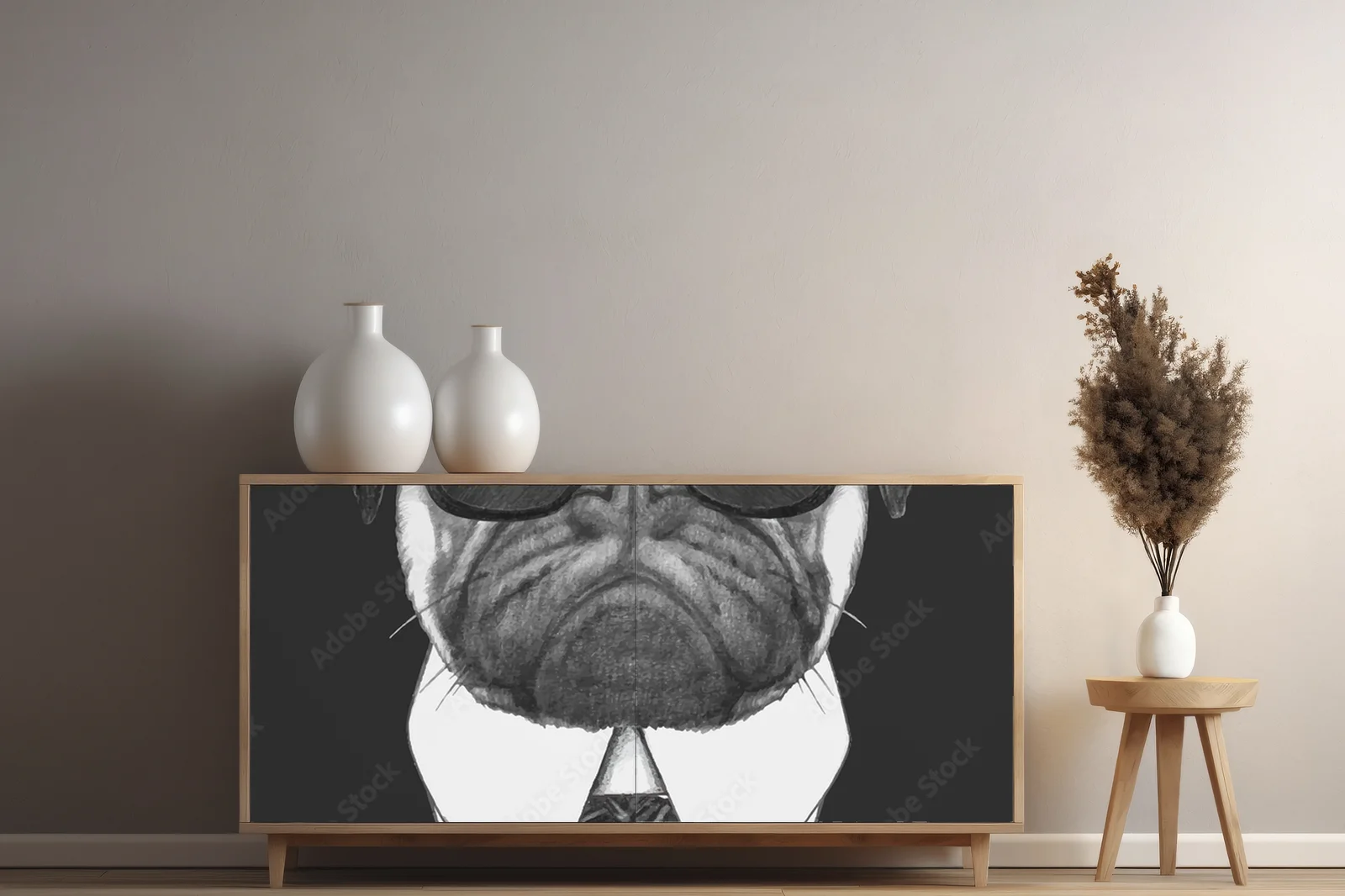 Urokliwy Pies Pug w Retro Okularach