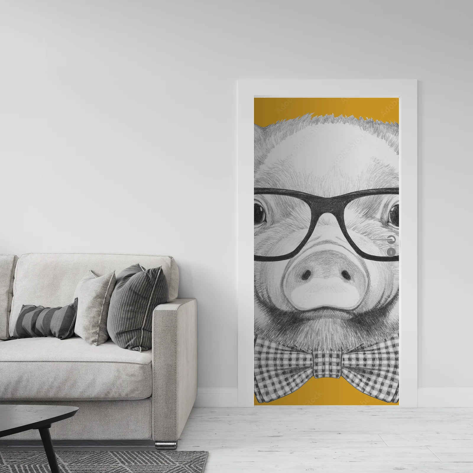Elegancki portret uroczej świnki w okularach