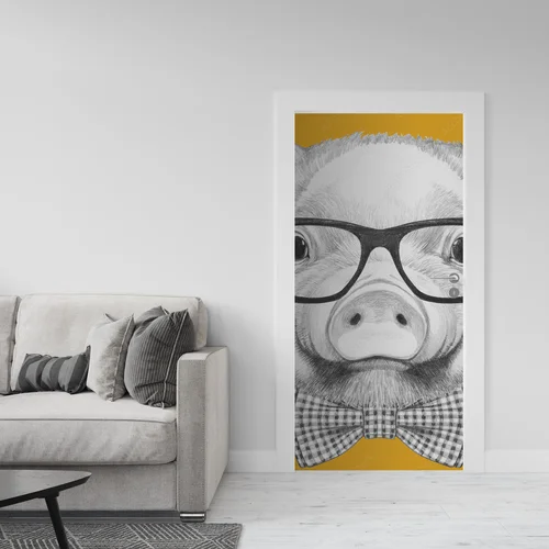 Elegancki portret uroczej świnki w okularach