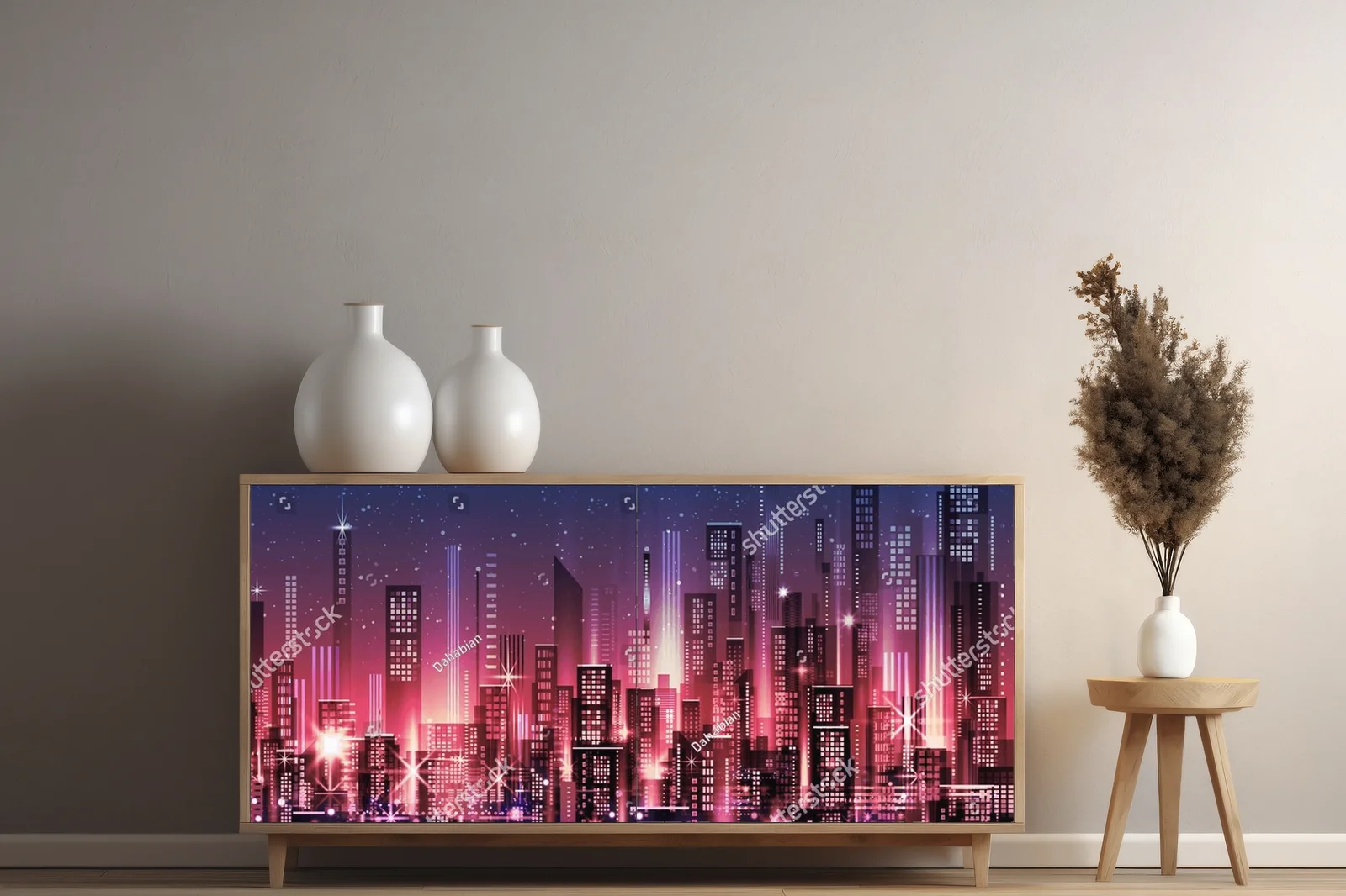 Urbanistyczna panorama w intensywnych odcieniach