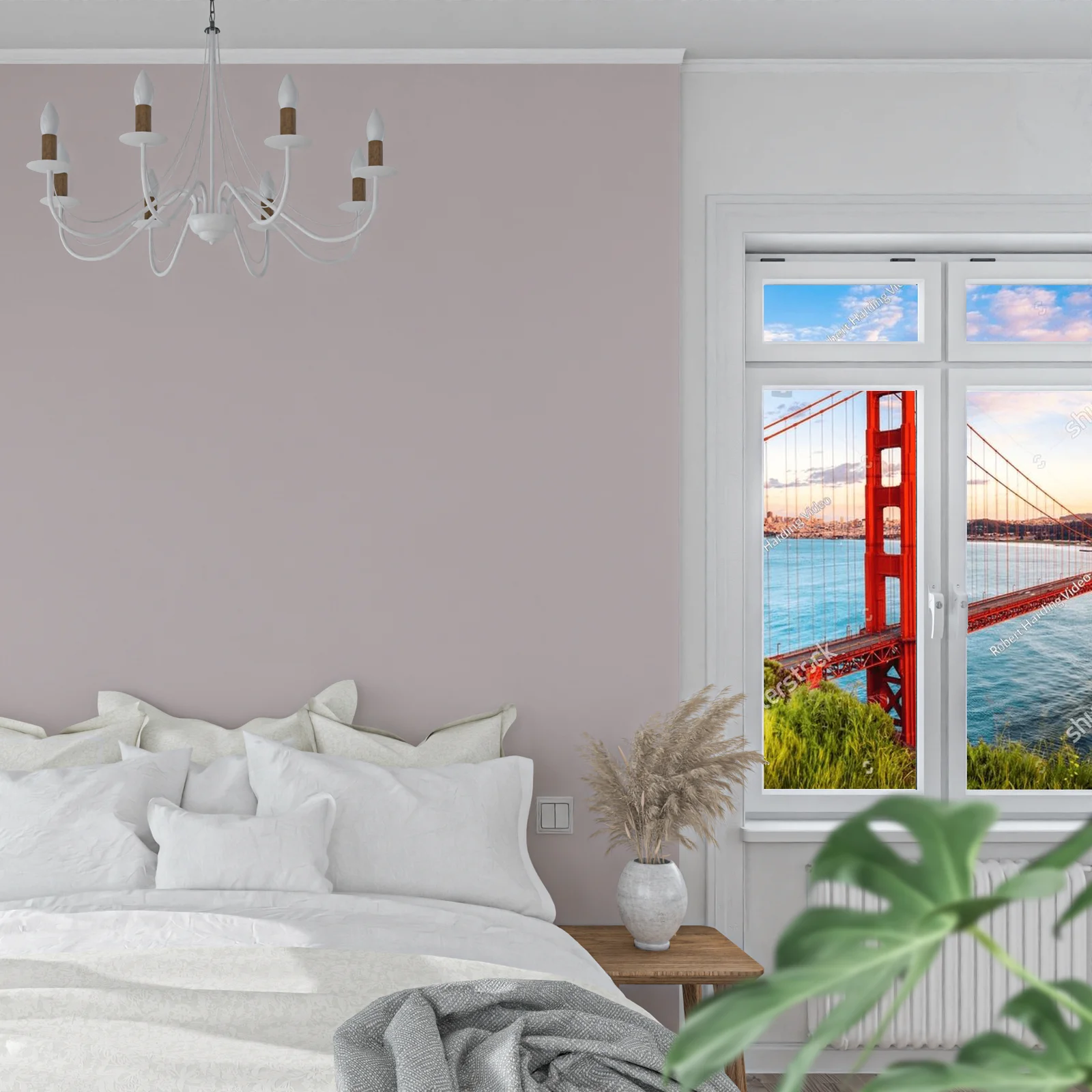 Zaawansowany widok na Most Golden Gate o zachodzie słońca