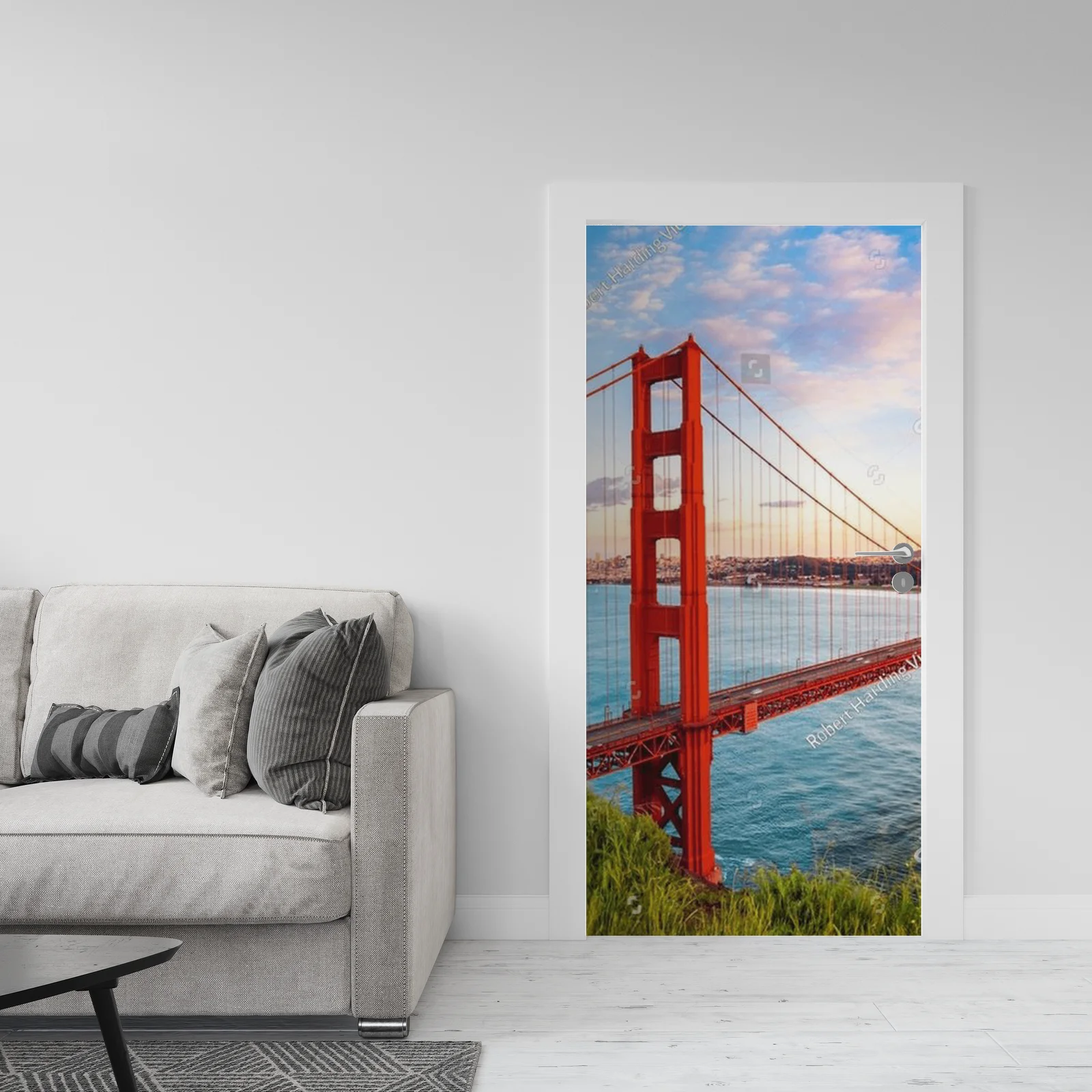 Zaawansowany widok na Most Golden Gate o zachodzie słońca