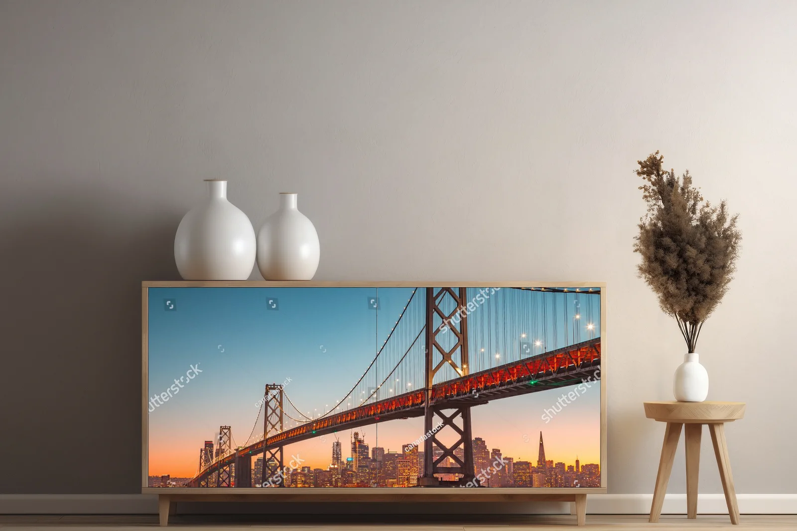 Klasyczny widok panoramy San Francisco o zmierzchu