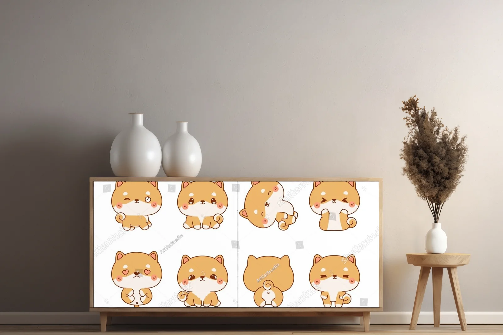 Urocze szczeniaki Shiba Inu w pastelowych odcieniach