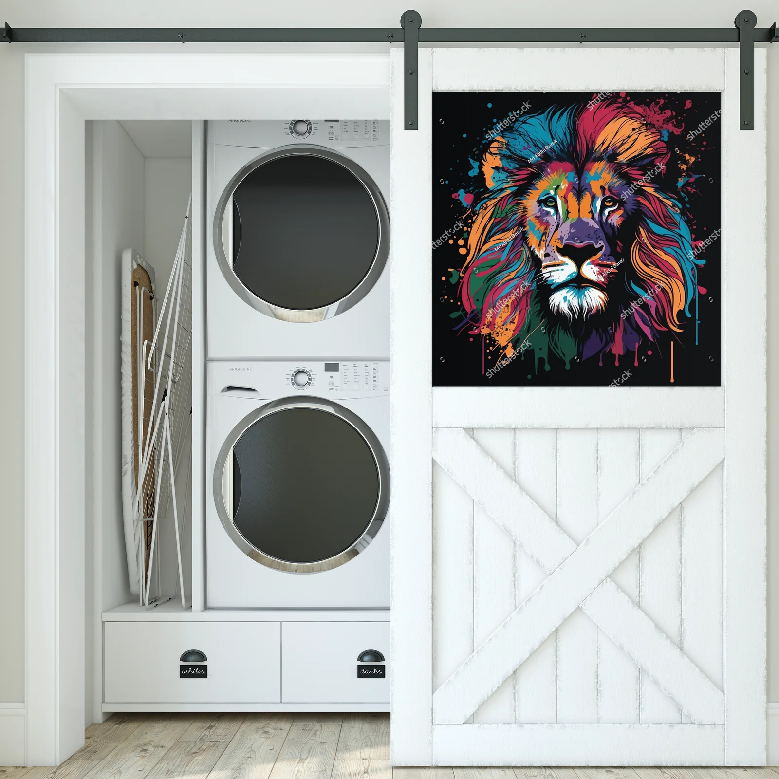 Kolorowa głowa lwa w stylu pop-art