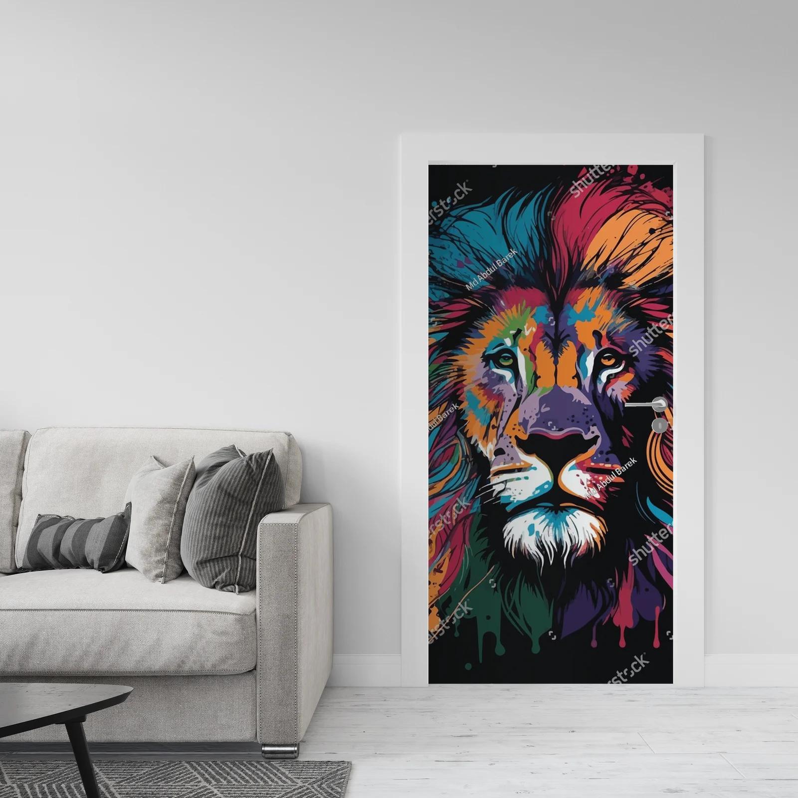 Kolorowa głowa lwa w stylu pop-art