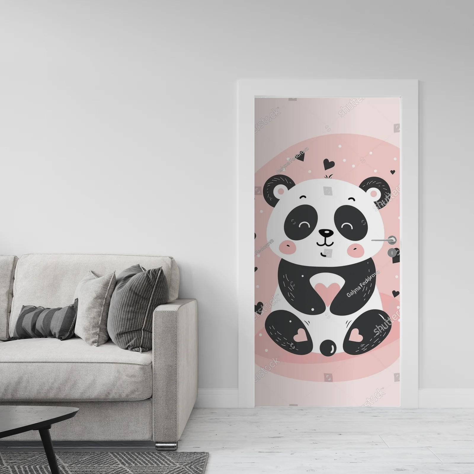 Urokliwa panda w pastelowym raju serc