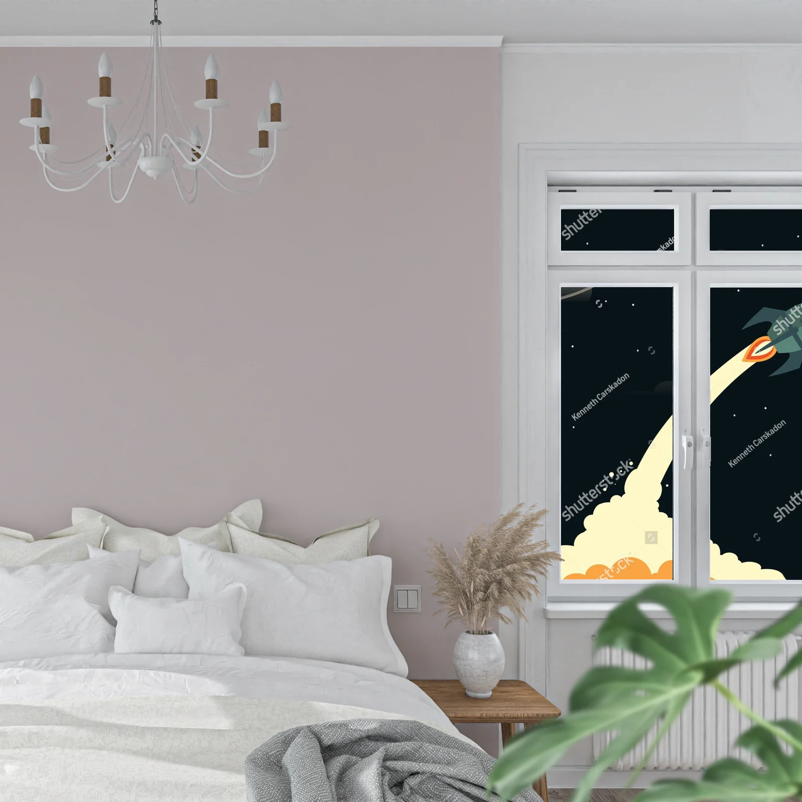 Futurystyczny start rakiety w nocnym niebie