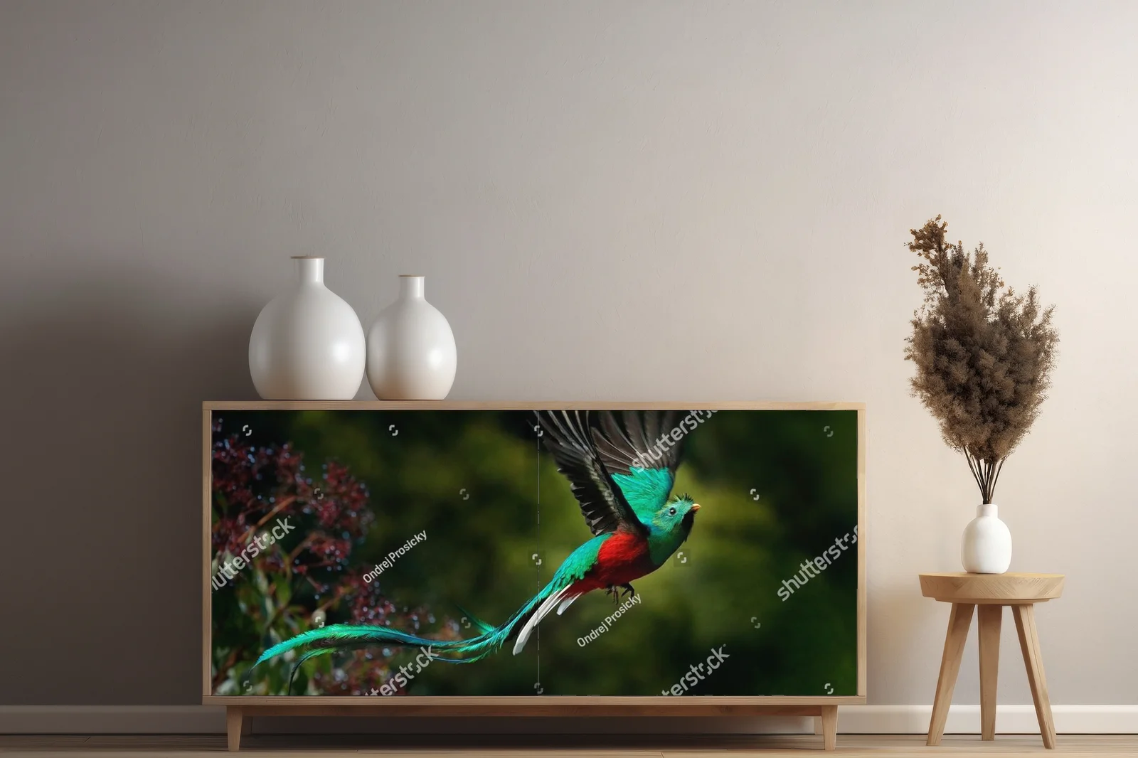 Oryginalna kompozycja z resplendentnym quetzalem