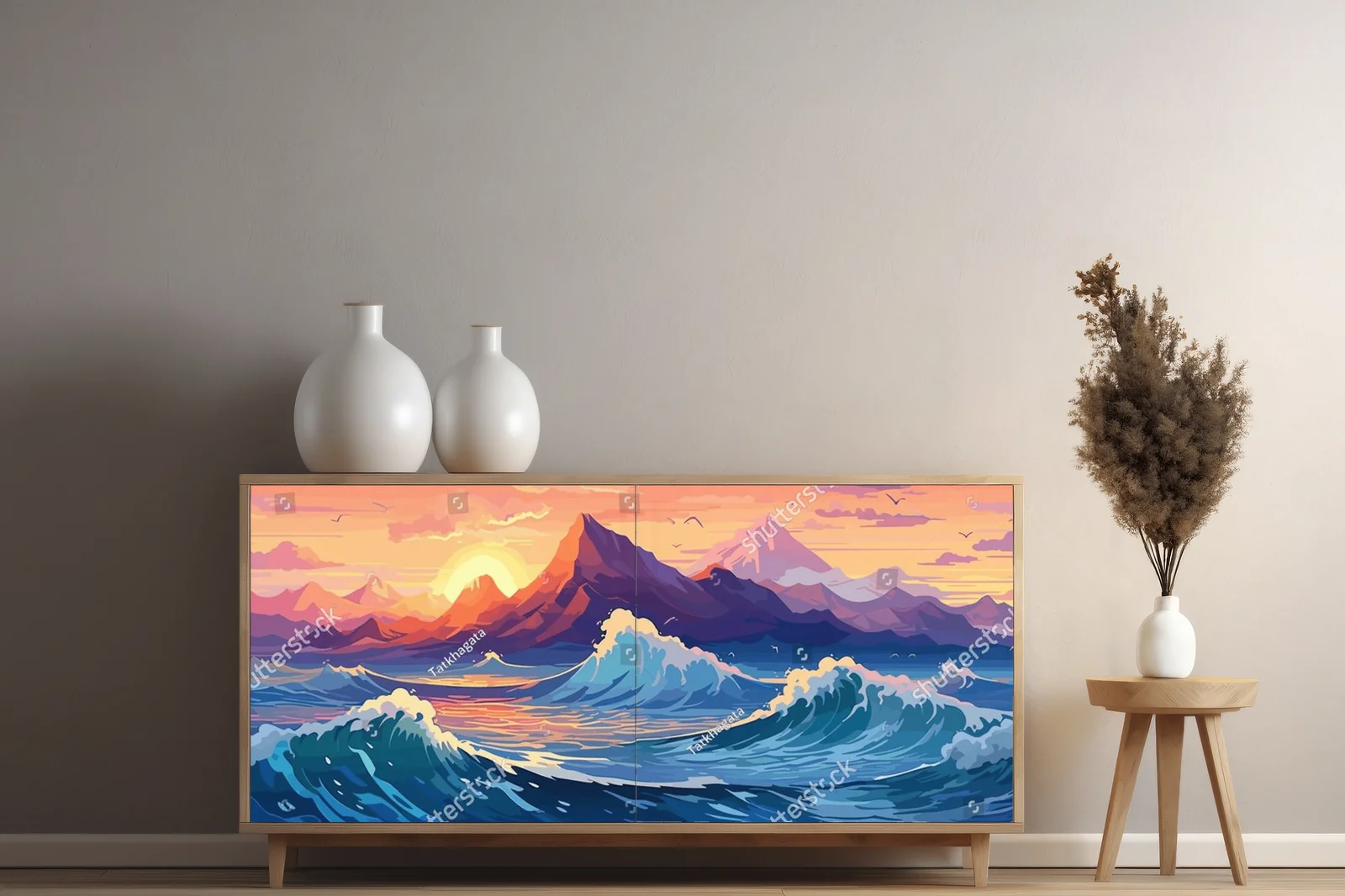 Cudowny widok słońca nad oceanem w pastelowych barwach