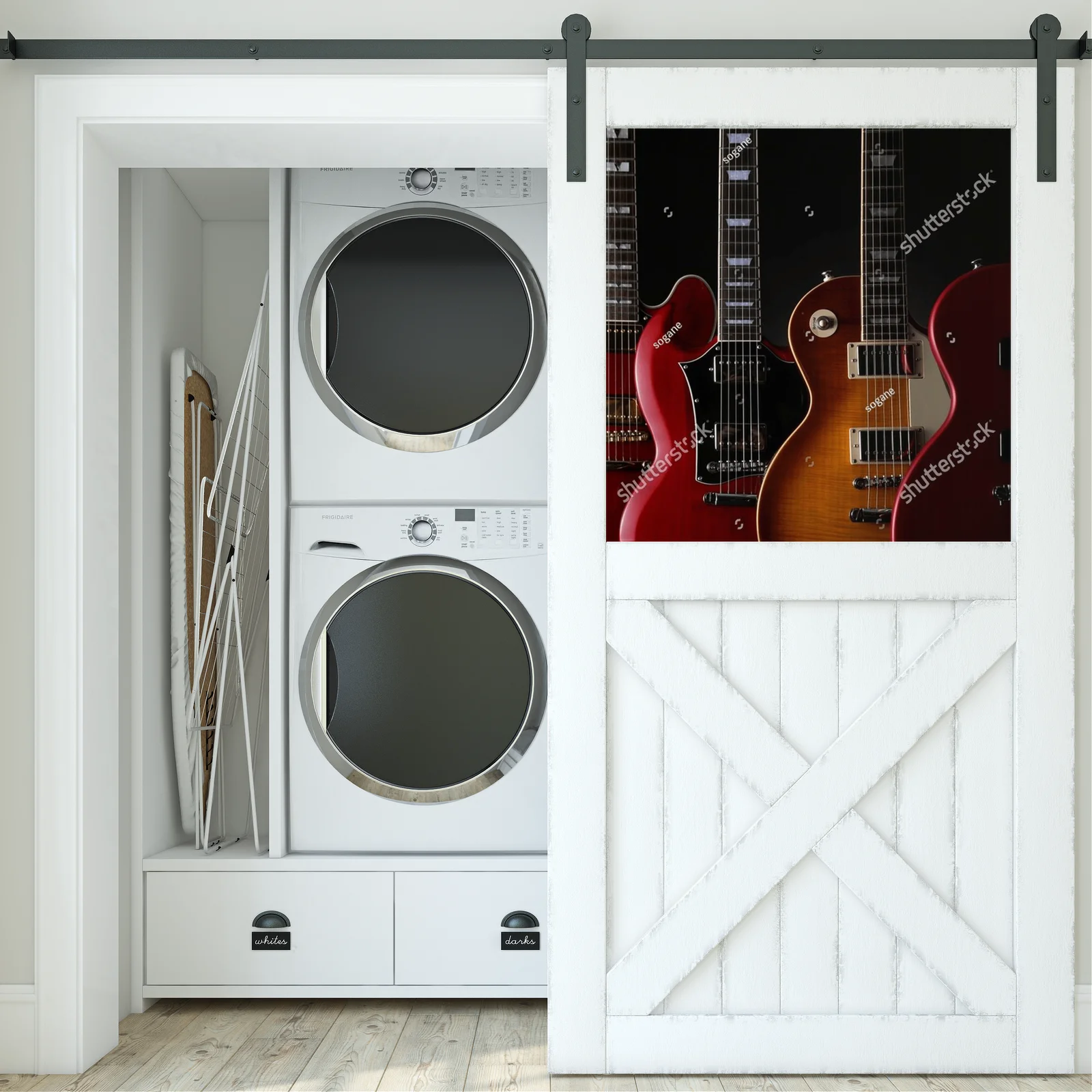 Energia elektrycznych gitar na czarnym tle