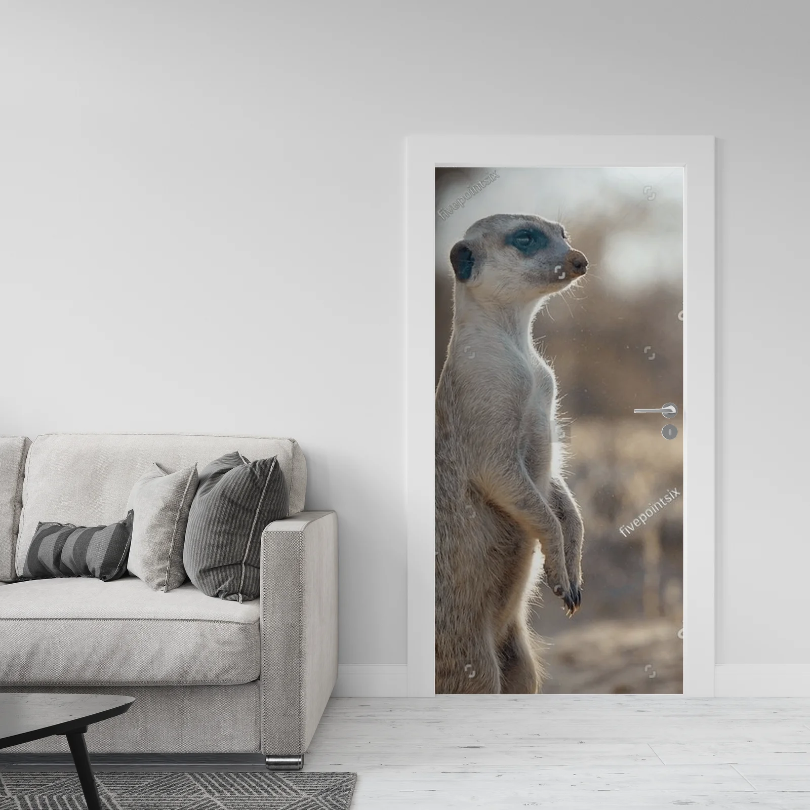 Urokliwe meerkaty w panoramie Kalahari
