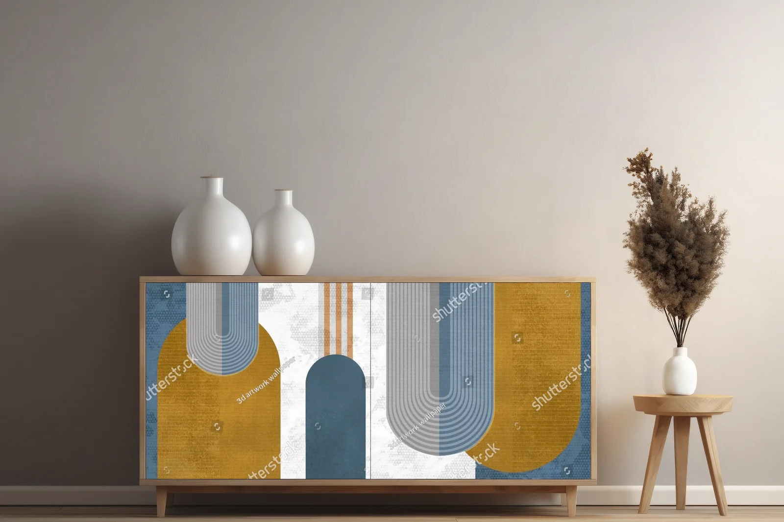 Nowoczesna minimalistyczna murale w geometrycznych kształtach