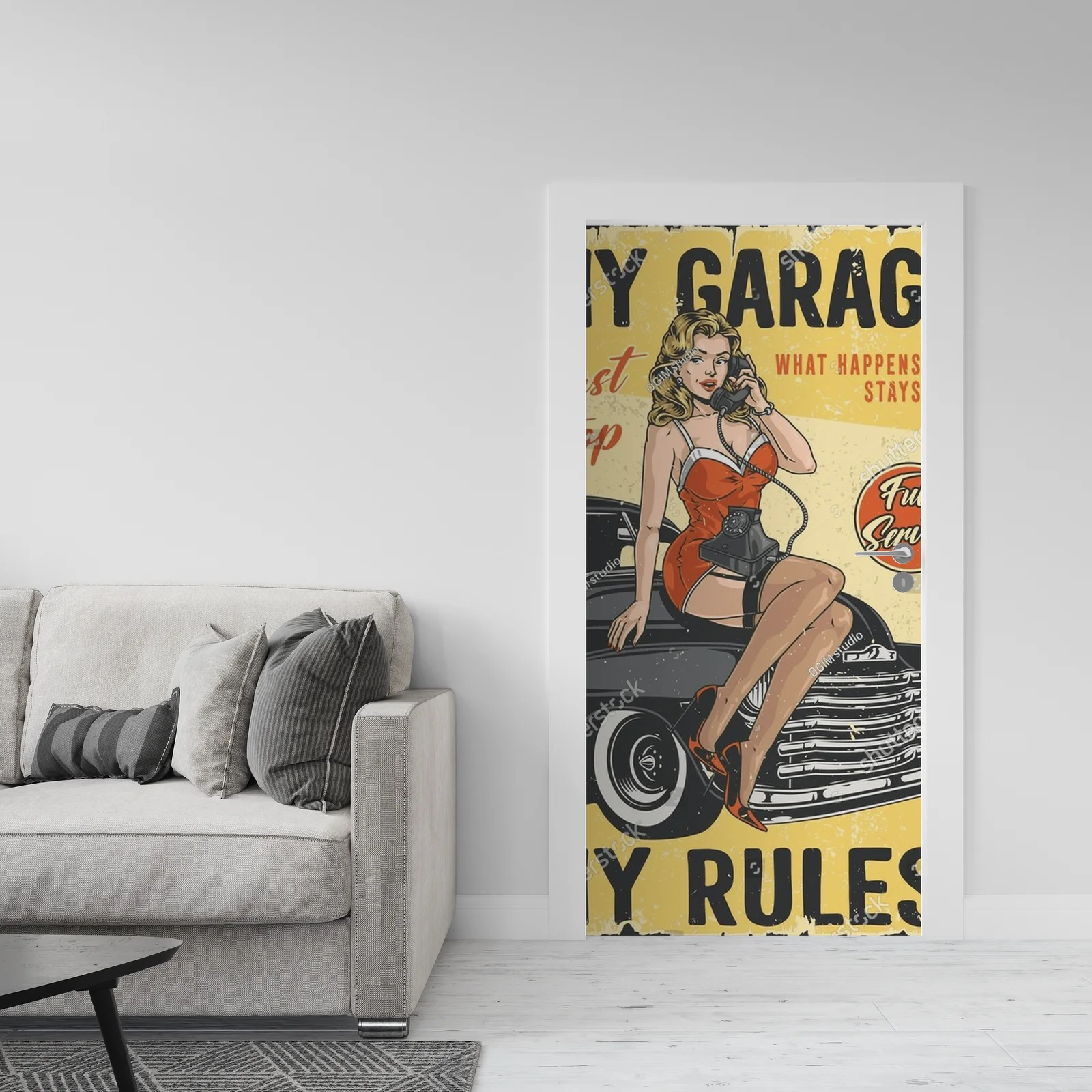 Wielobarwna vintage ilustracja z mechanikiem