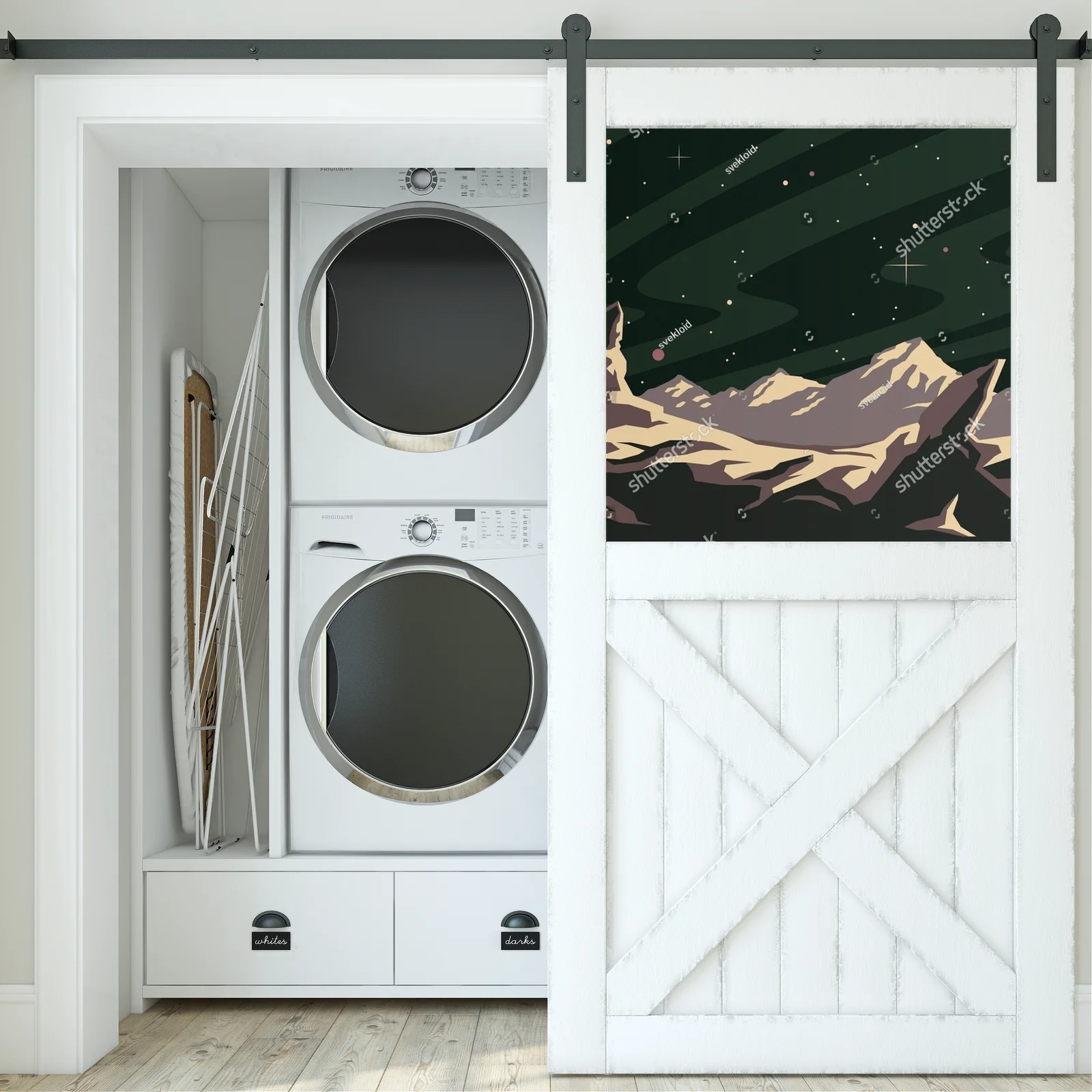 Kosmiczny pejzaż w retro stylu z lat 50-tych