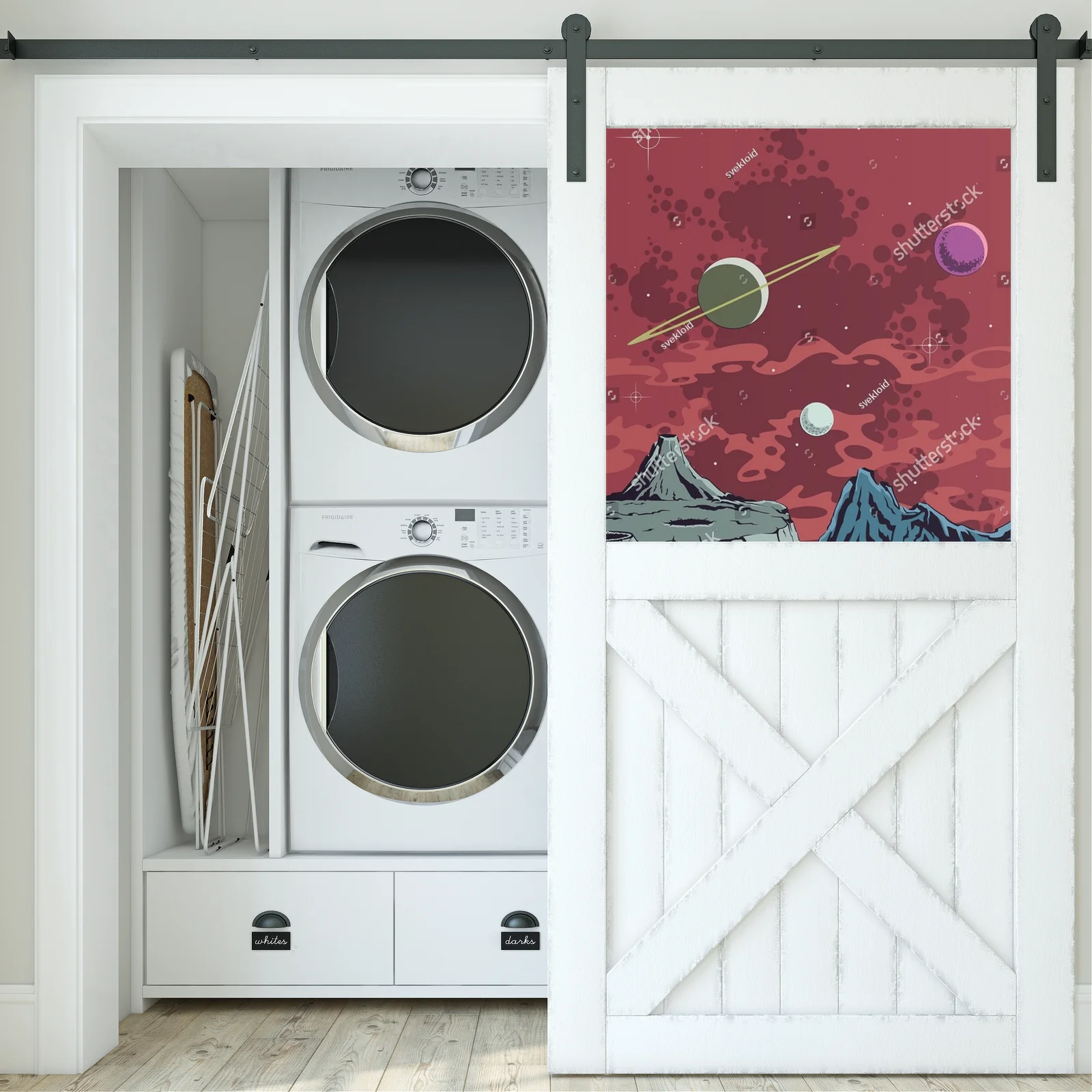 Kosmiczny krajobraz w stylu retro-futurystycznym
