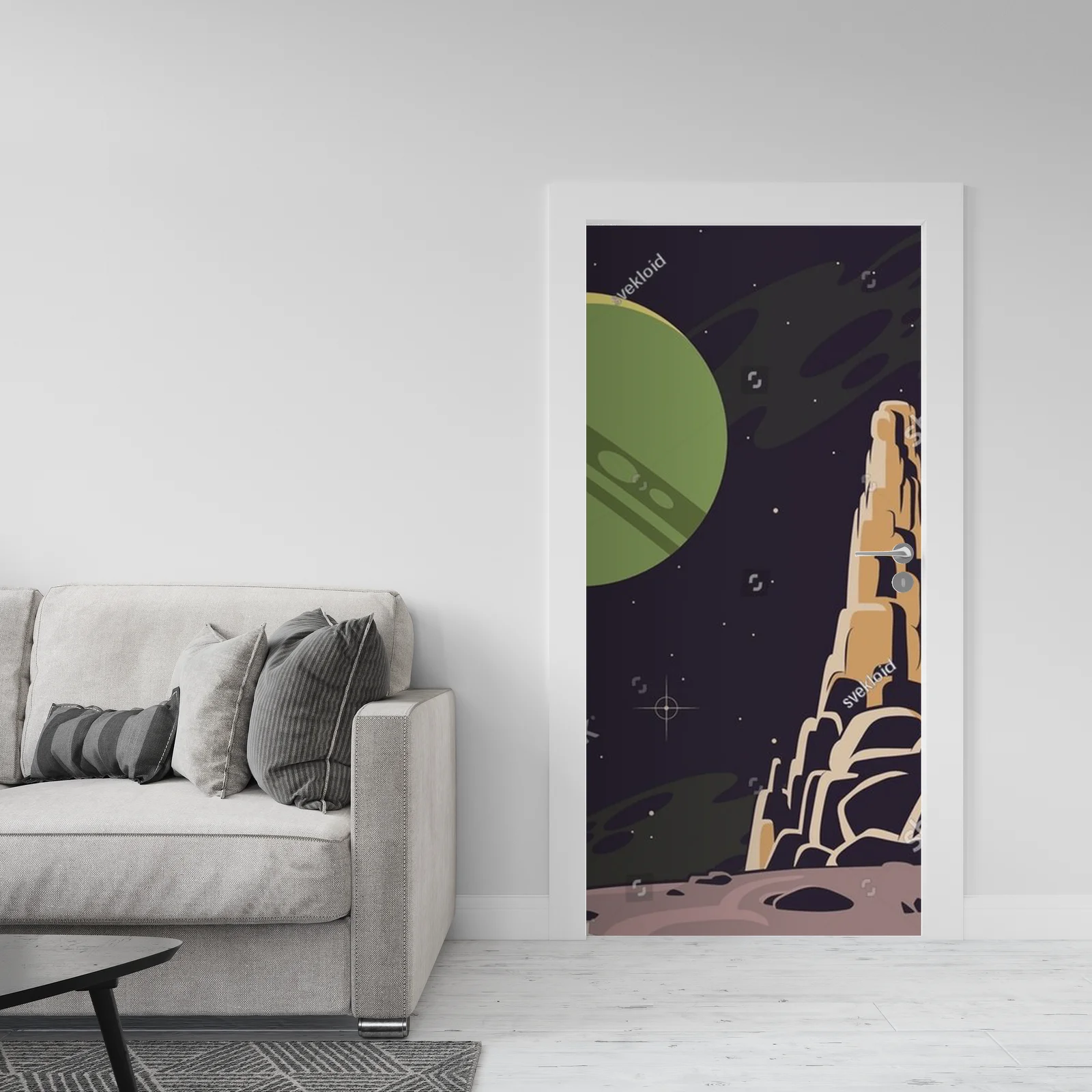 Fantastyczny pejzaż kosmiczny w retro stylu