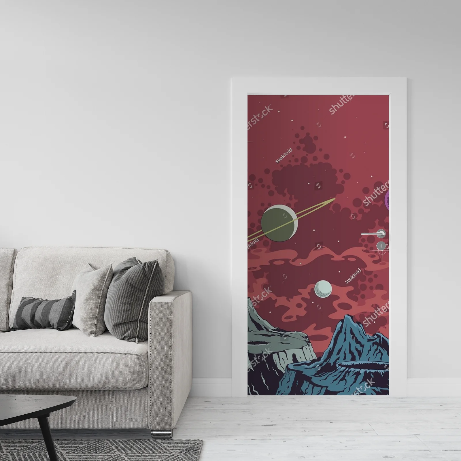 Kosmiczny krajobraz w stylu retro-futurystycznym