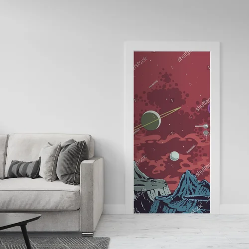 Kosmiczny krajobraz w stylu retro-futurystycznym