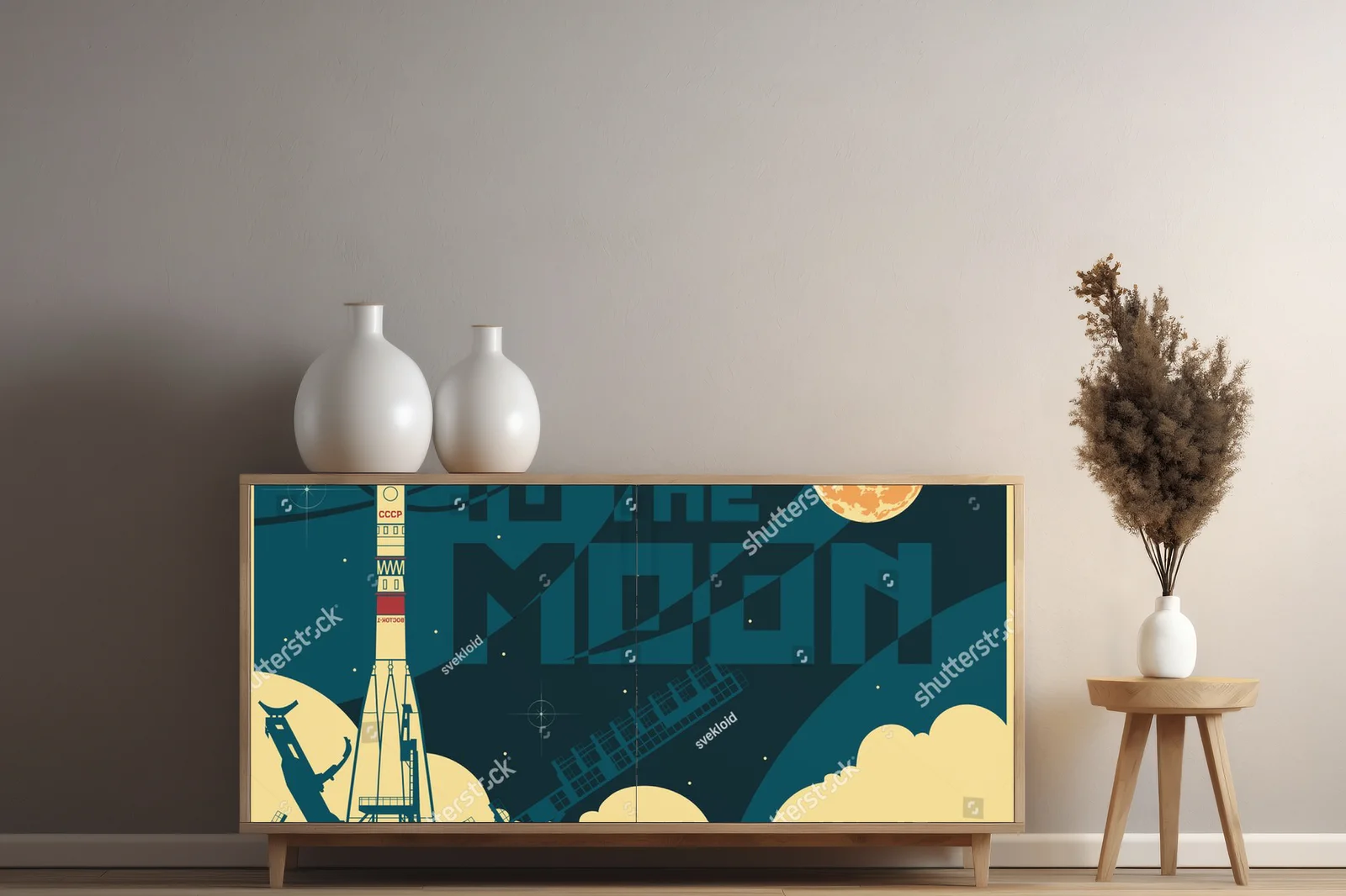 Retro kosmiczna podróż w kolorze głębokiej zieleni