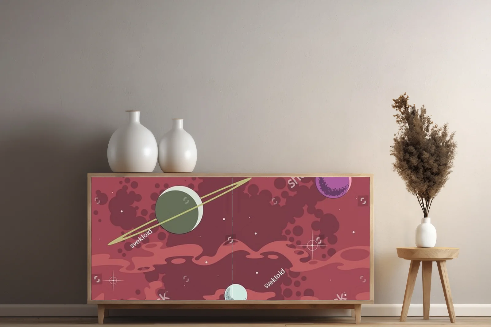 Kosmiczny krajobraz w stylu retro-futurystycznym