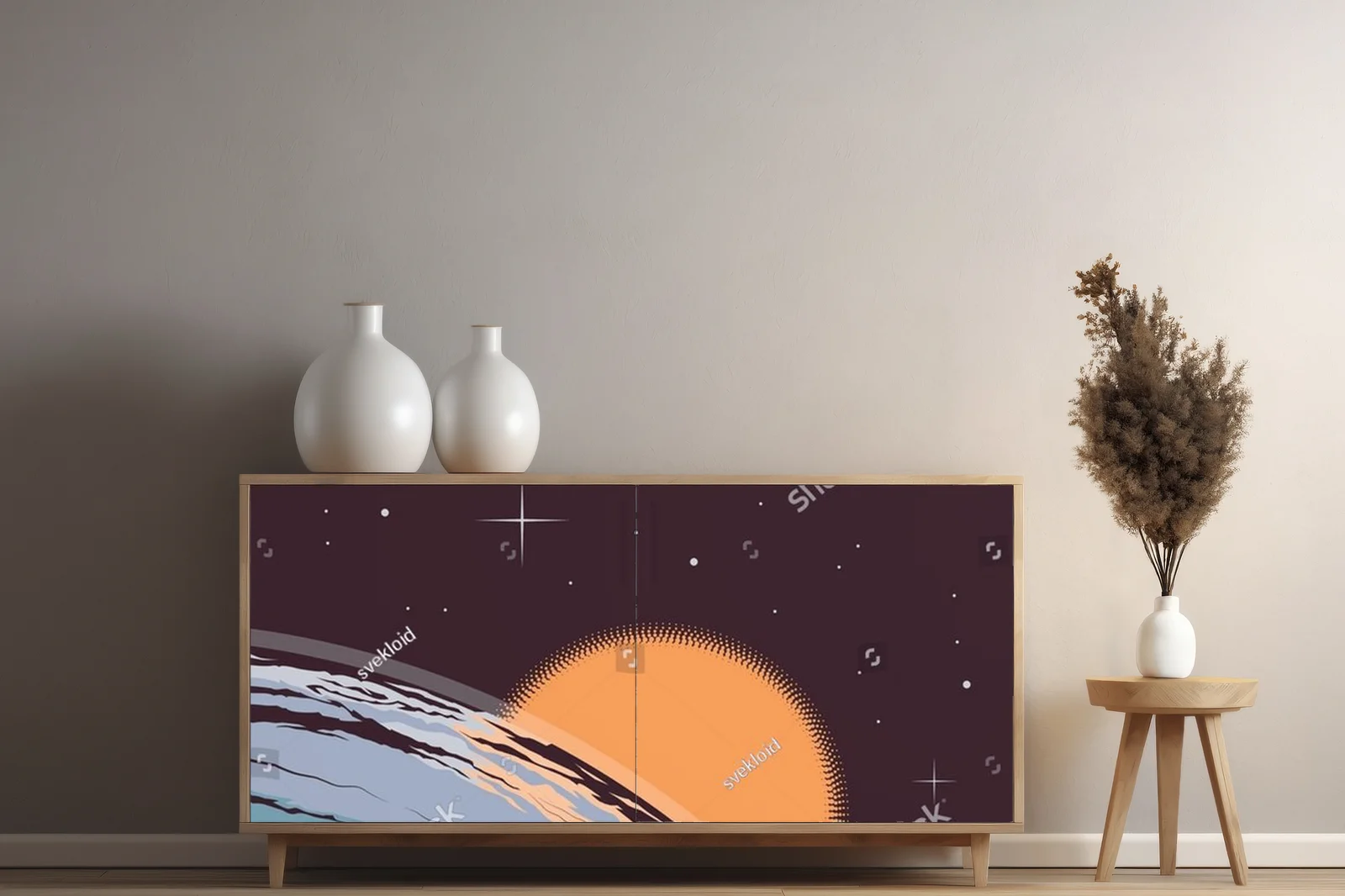 Retro Astronomia: Księżyc i Planety w Vintage Stylu