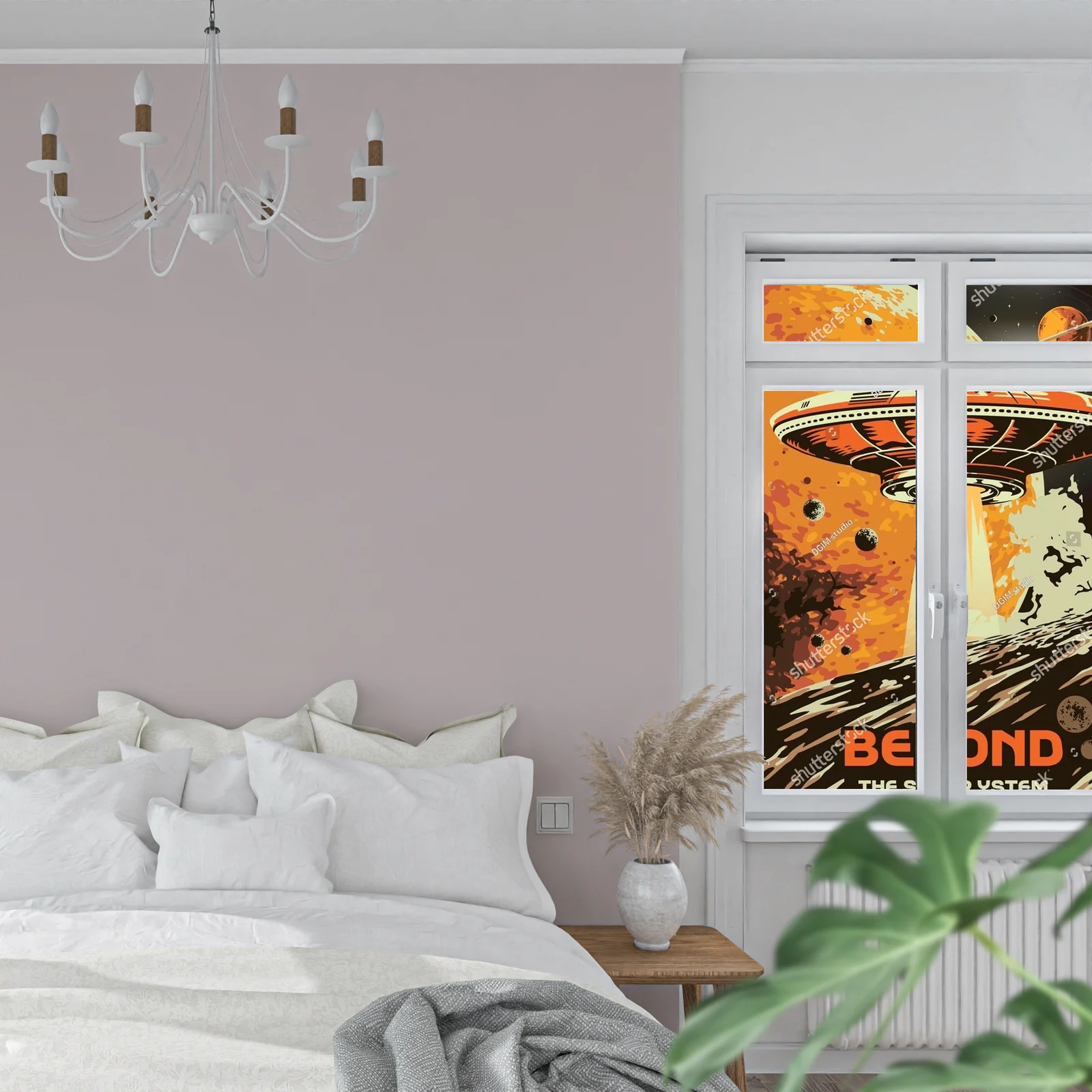 Kolorowy kosmiczny plakat w retro stylu