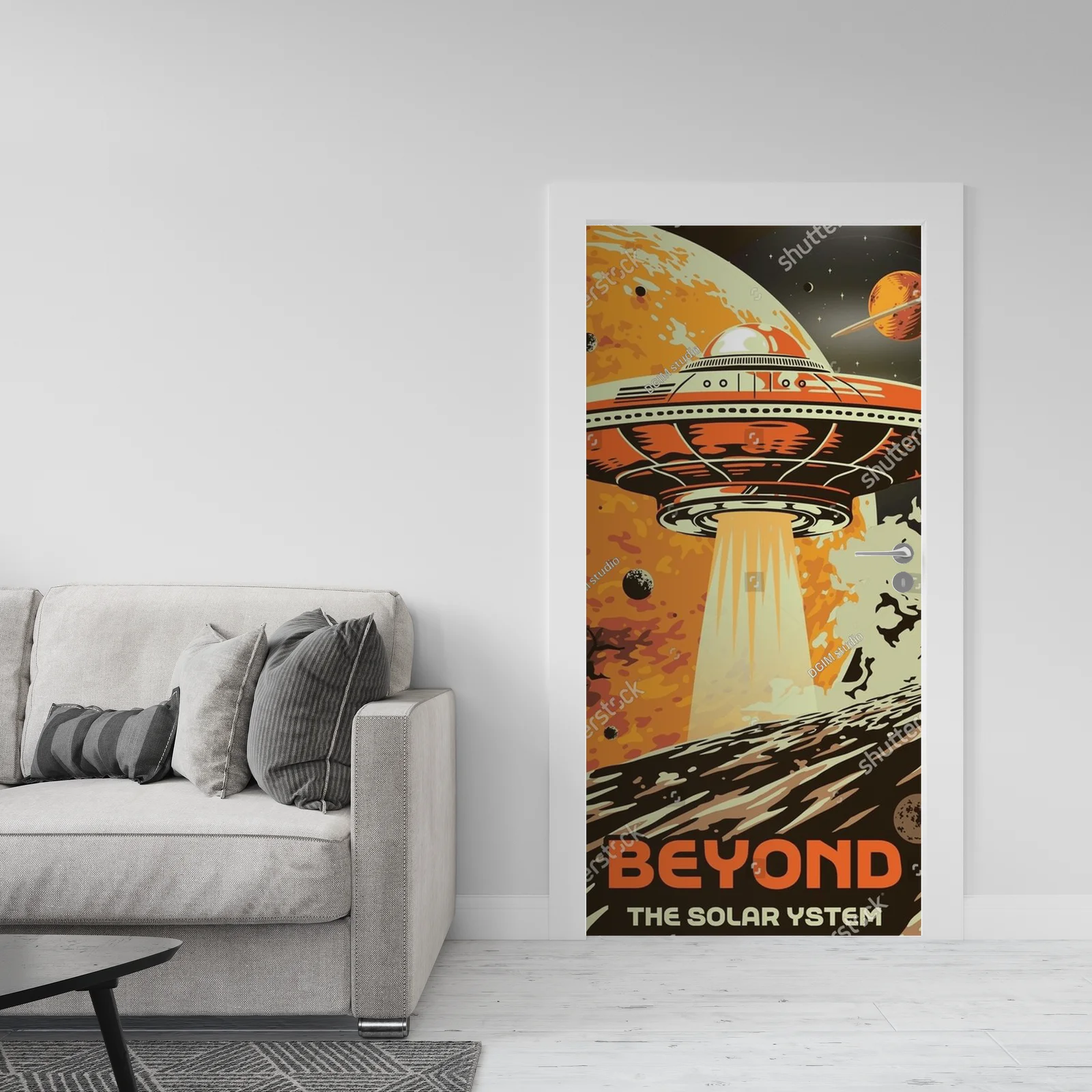 Kolorowy kosmiczny plakat w retro stylu