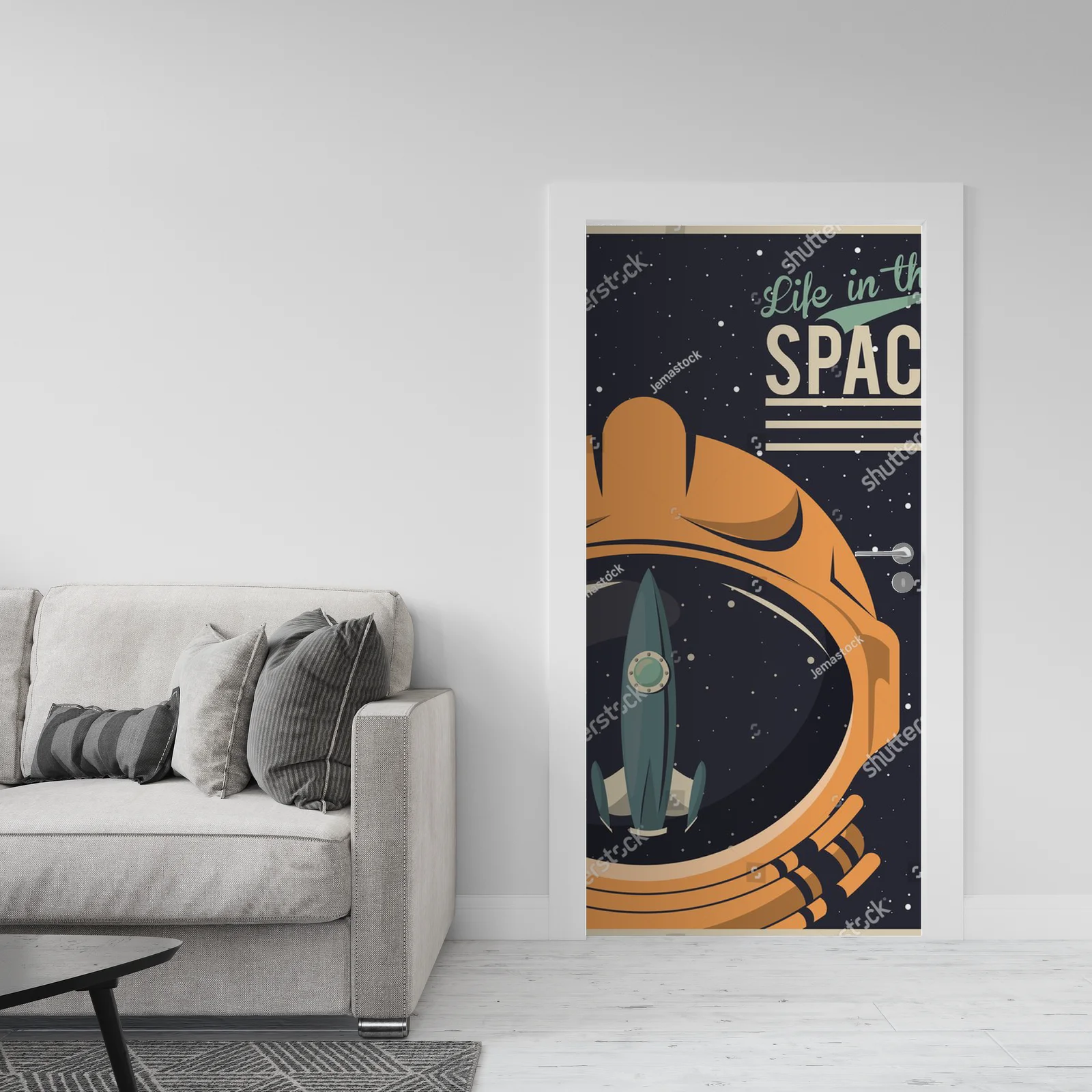 Kosmiczna podróż w retro stylu z astronautą