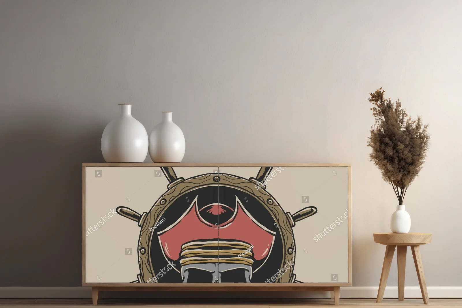 Piracka retro ilustracja w nostalgicznych barwach