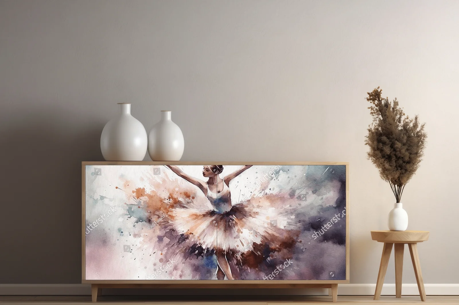 Balerina tańcząca w harmonijnych pastelowych odcieniach
