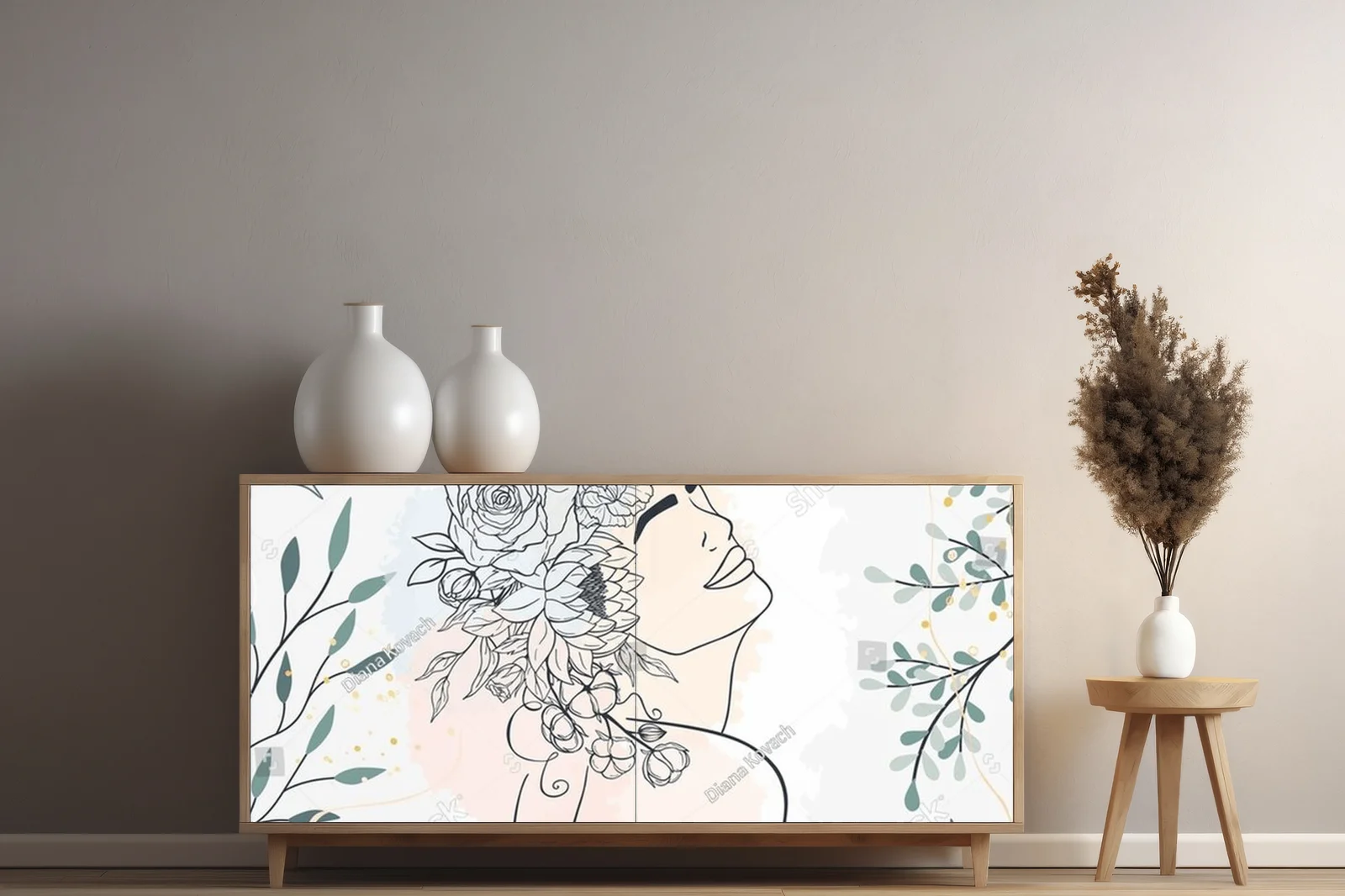 Kobiece piękno w delikatnej floralnej kompozycji