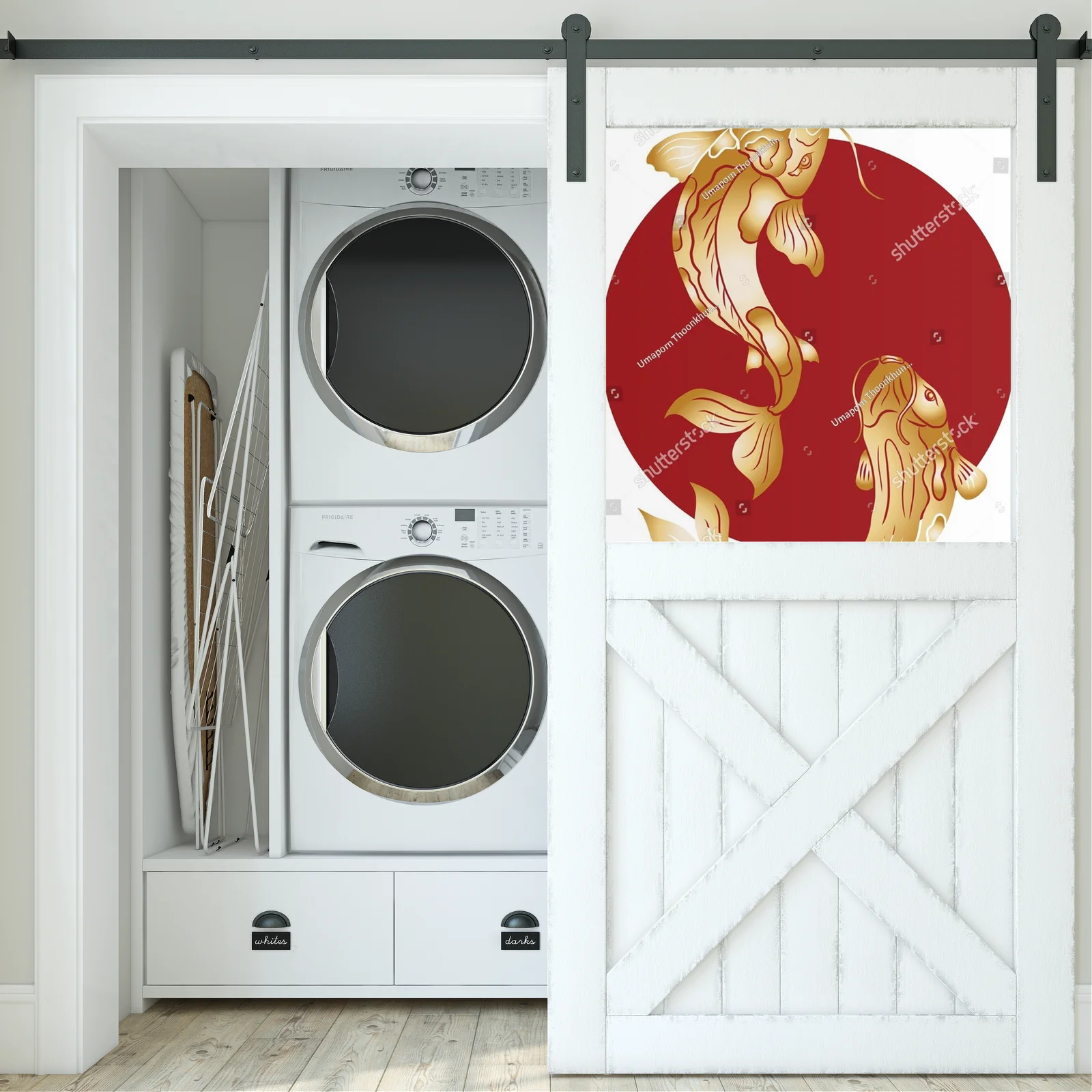 Elegancka kompozycja ryb koi w wystawnych barwach