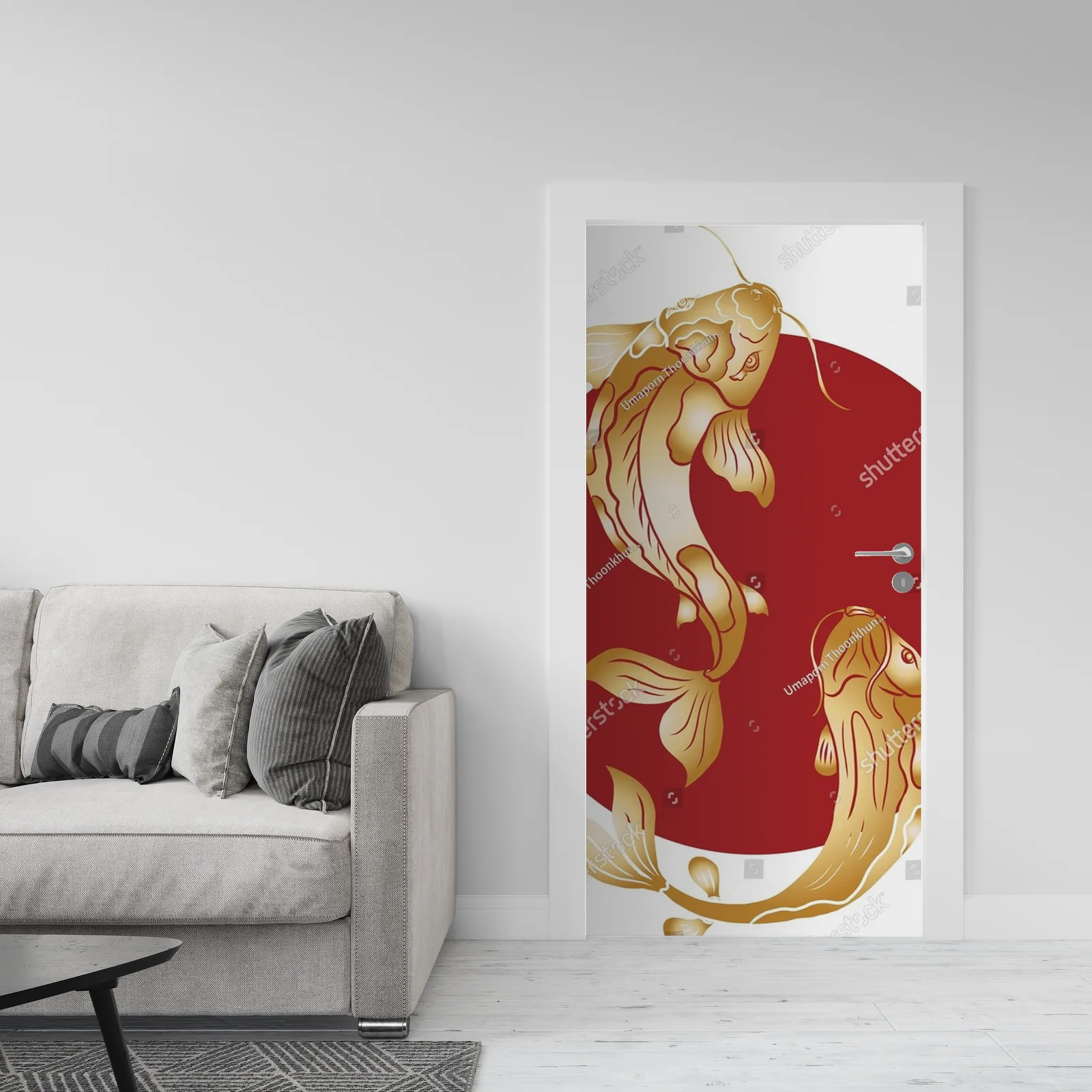 Elegancka kompozycja ryb koi w wystawnych barwach