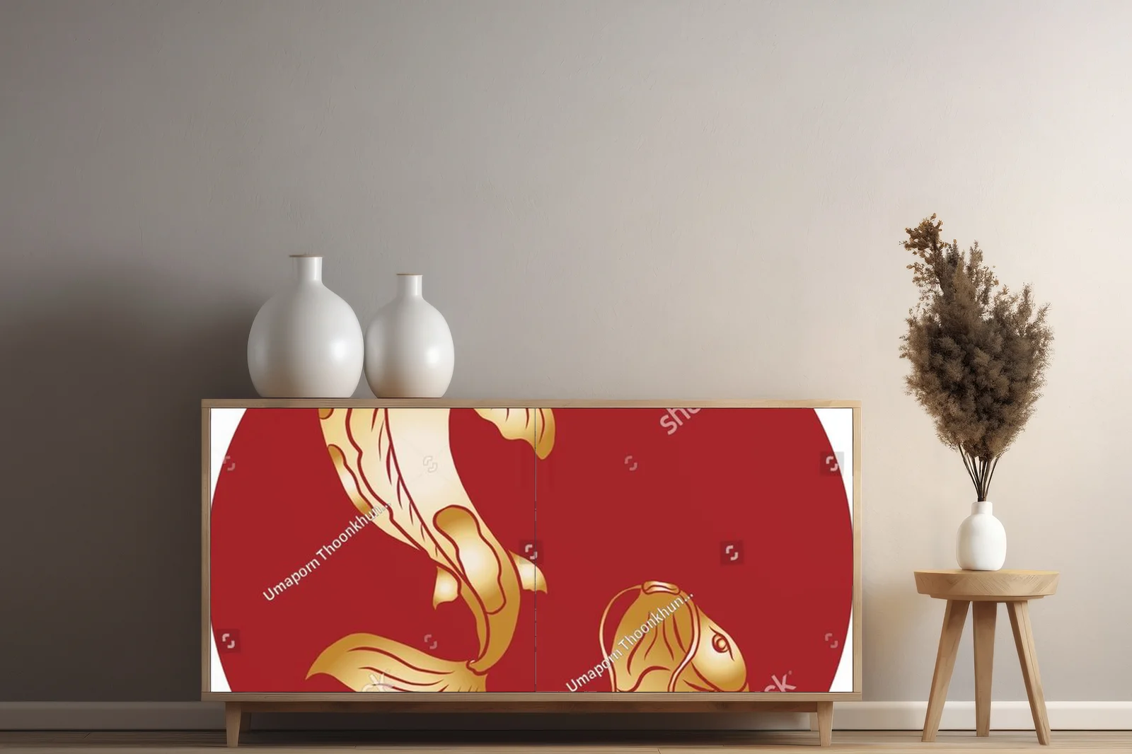 Elegancka kompozycja ryb koi w wystawnych barwach