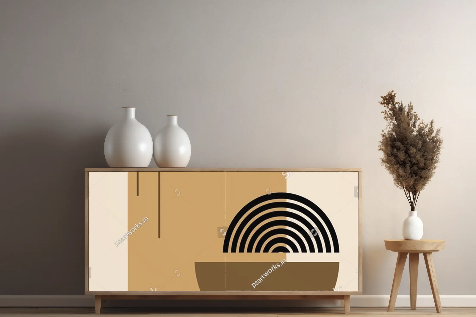Minimalistyczna harmonia beżu i abstrakcji
