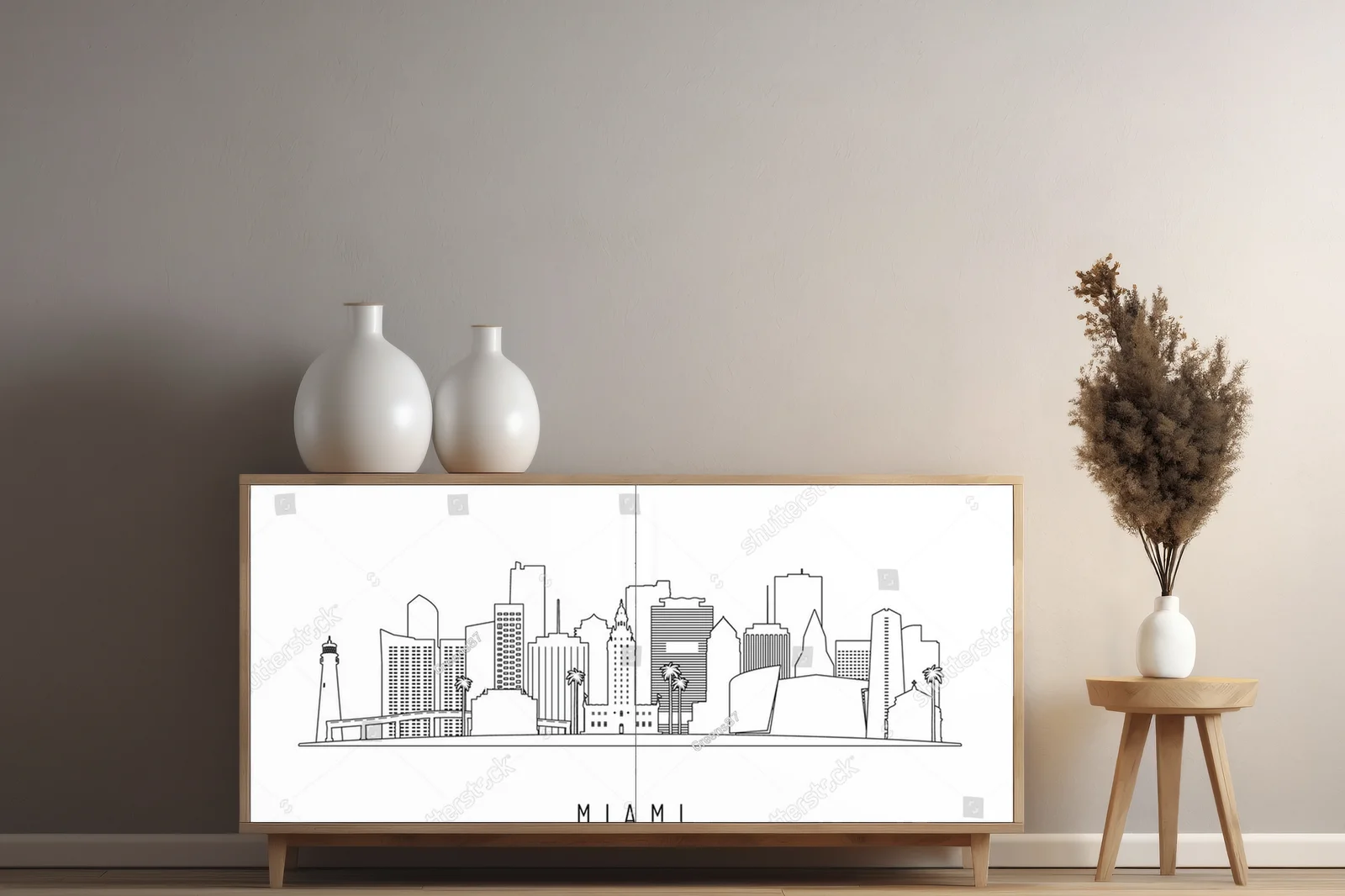 Zjawiskowa Panorama Miami w Liniowym Stylu