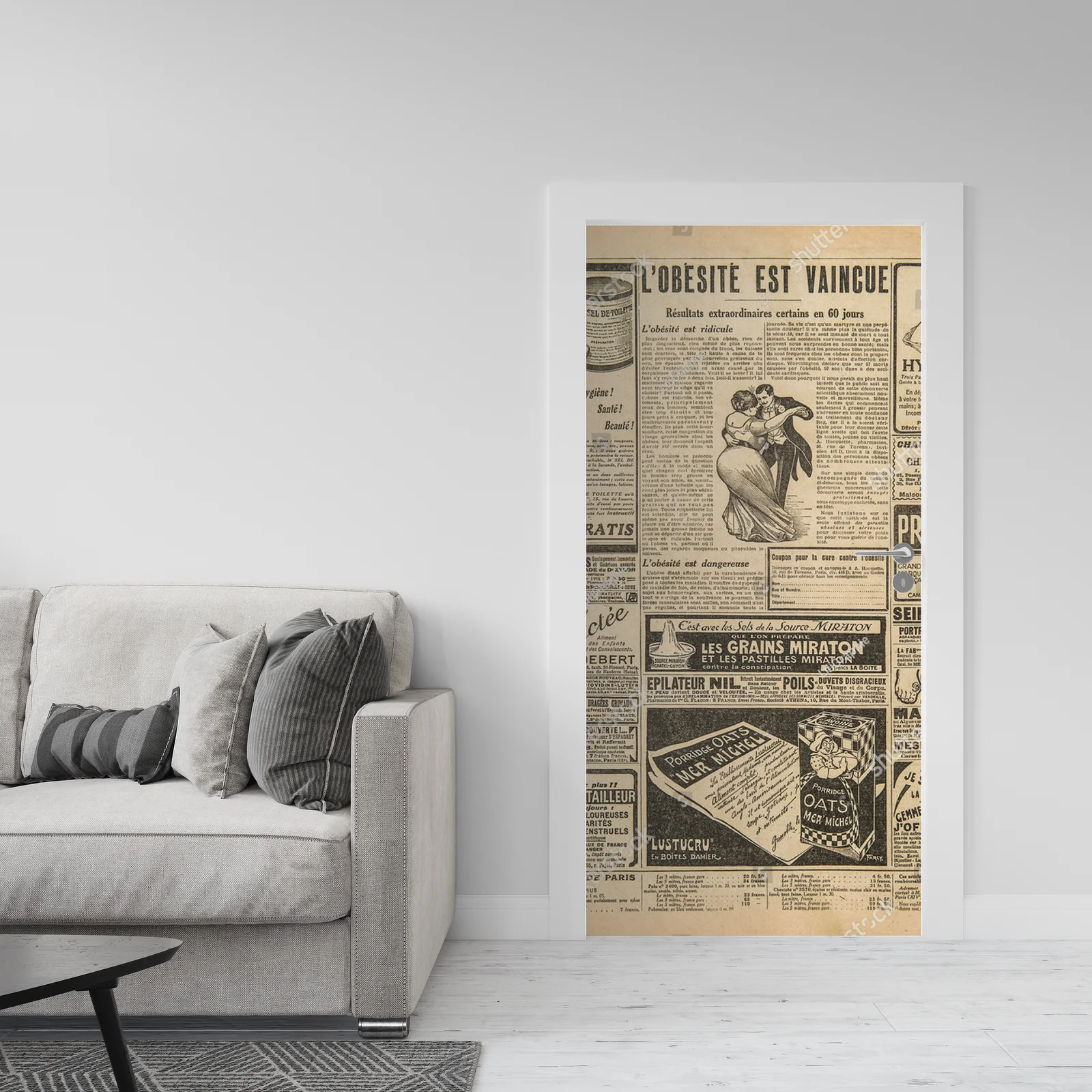Nostalgiczna kompozycja z vintage reklamami