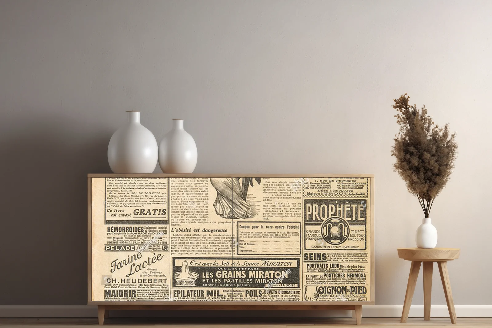 Nostalgiczna kompozycja z vintage reklamami