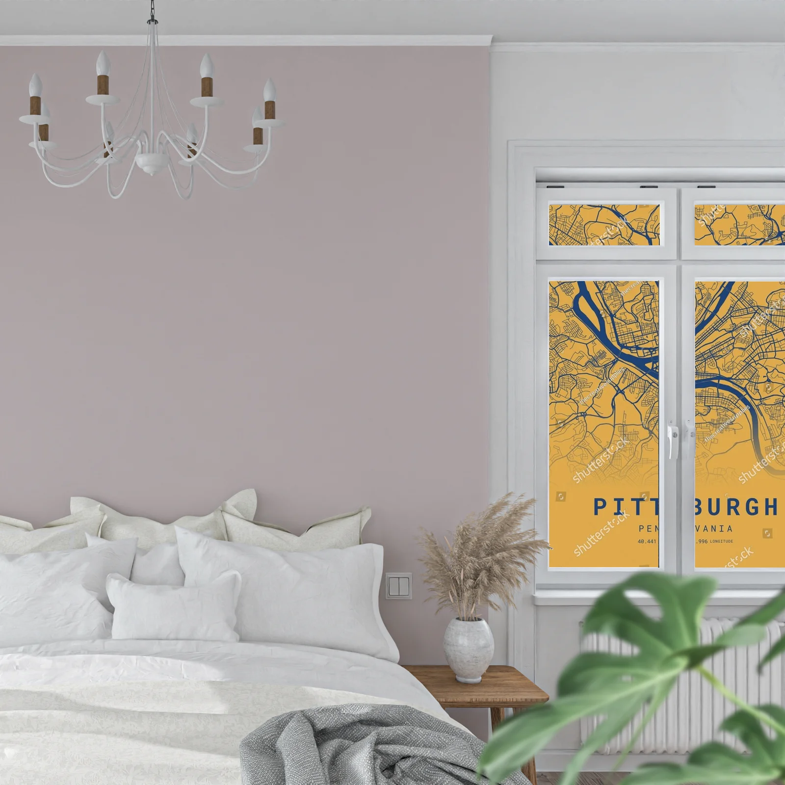 Nowoczesna mapa Pittsburgha w energetycznych kolorach