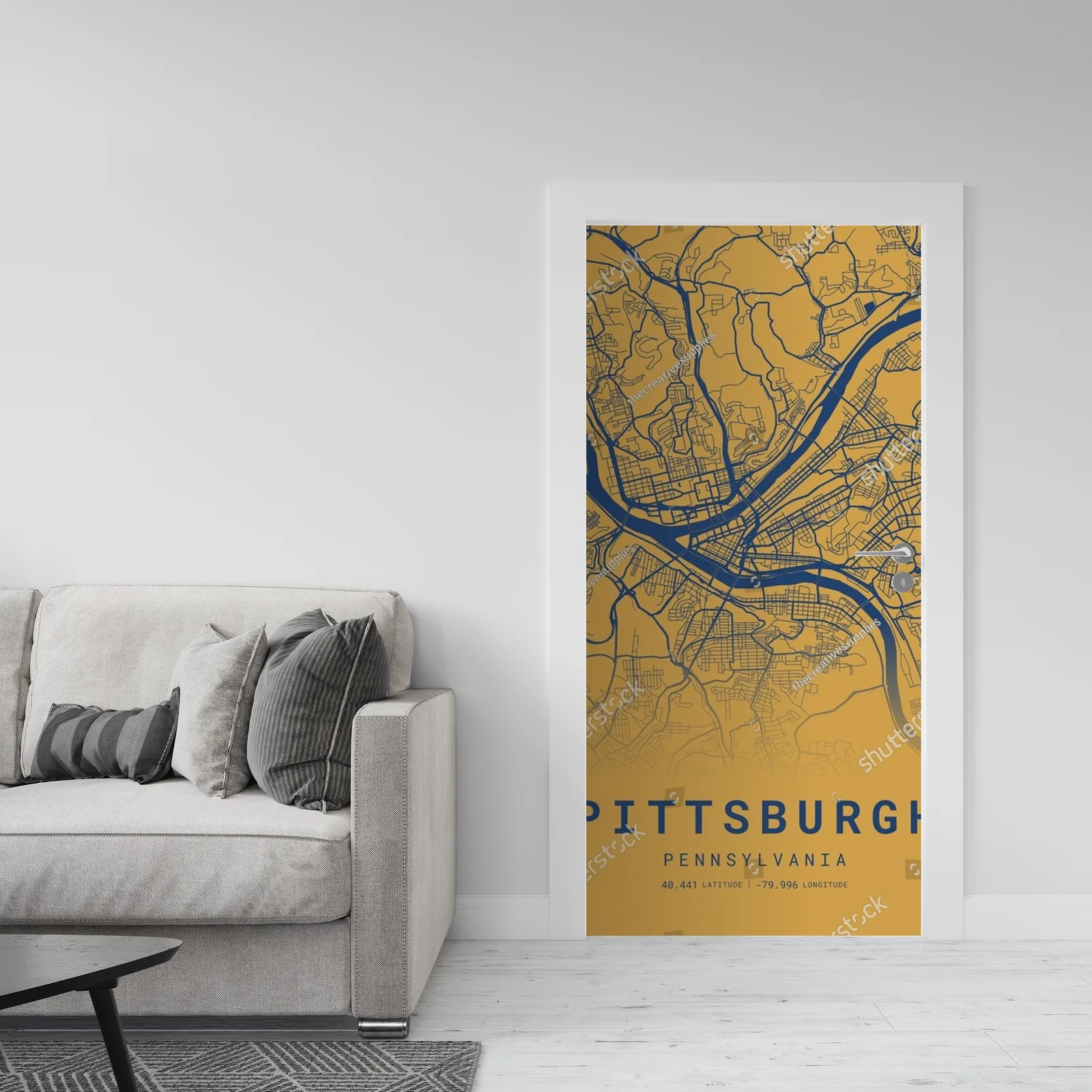 Nowoczesna mapa Pittsburgha w energetycznych kolorach